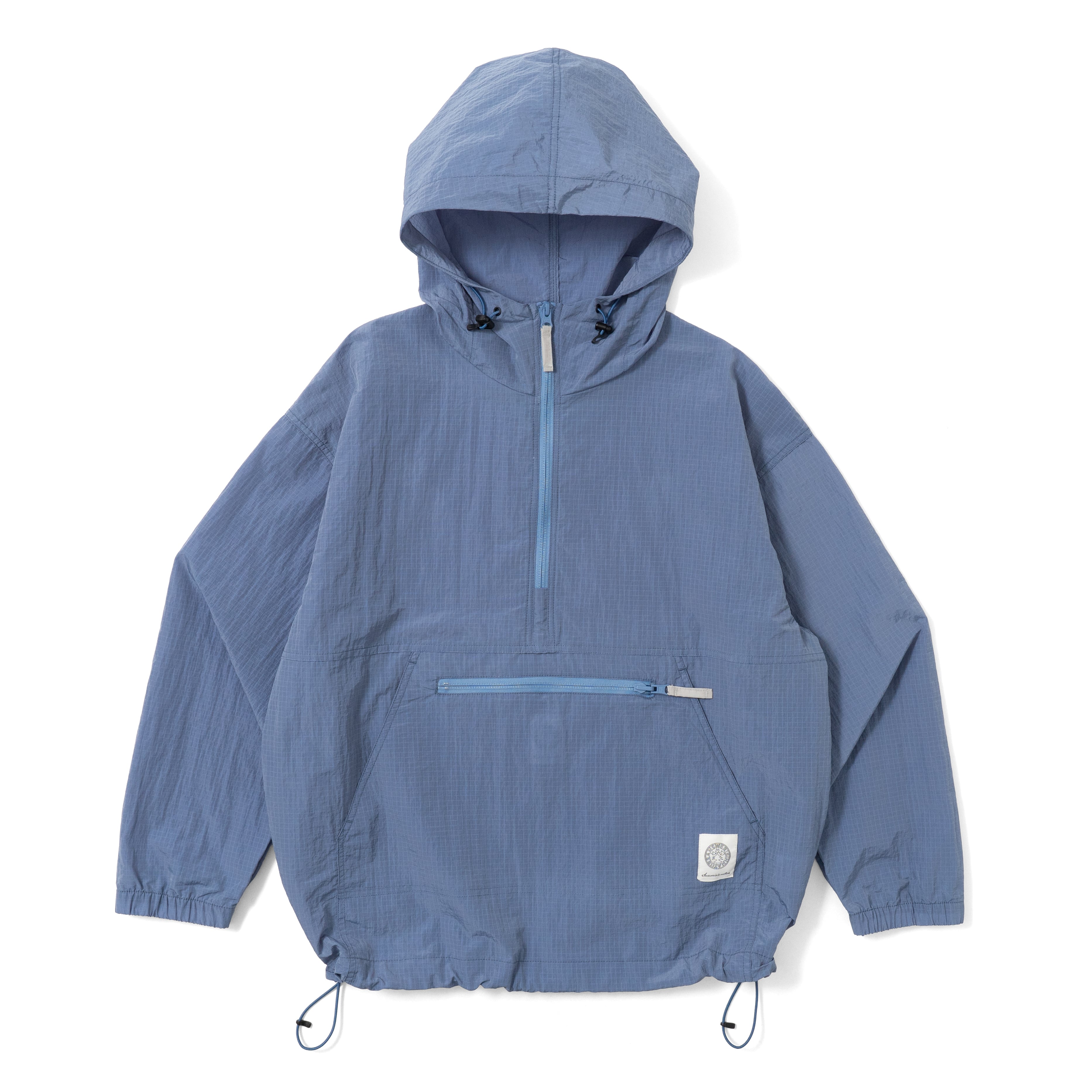 Half Zip Grid Anorak Hooded Windbreaker