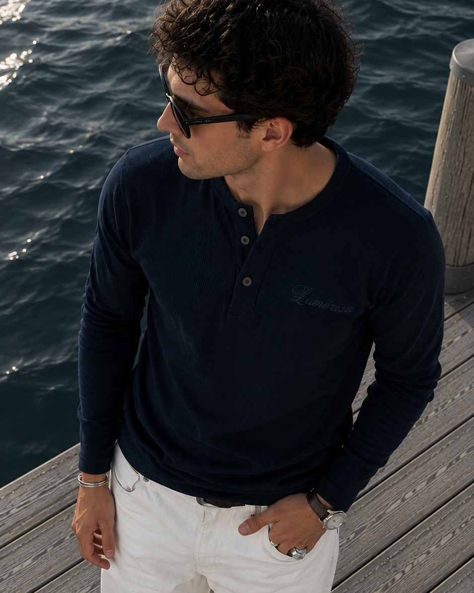 Ribbed Henley Shirt