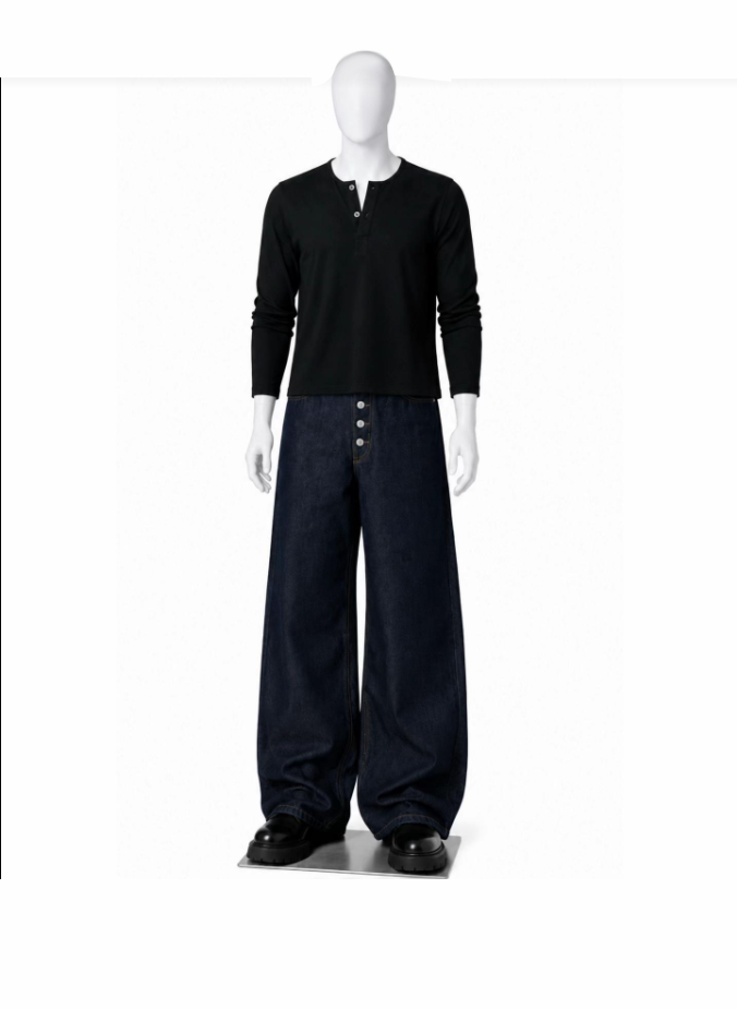 Loose Fit Wide Leg Denim Pants