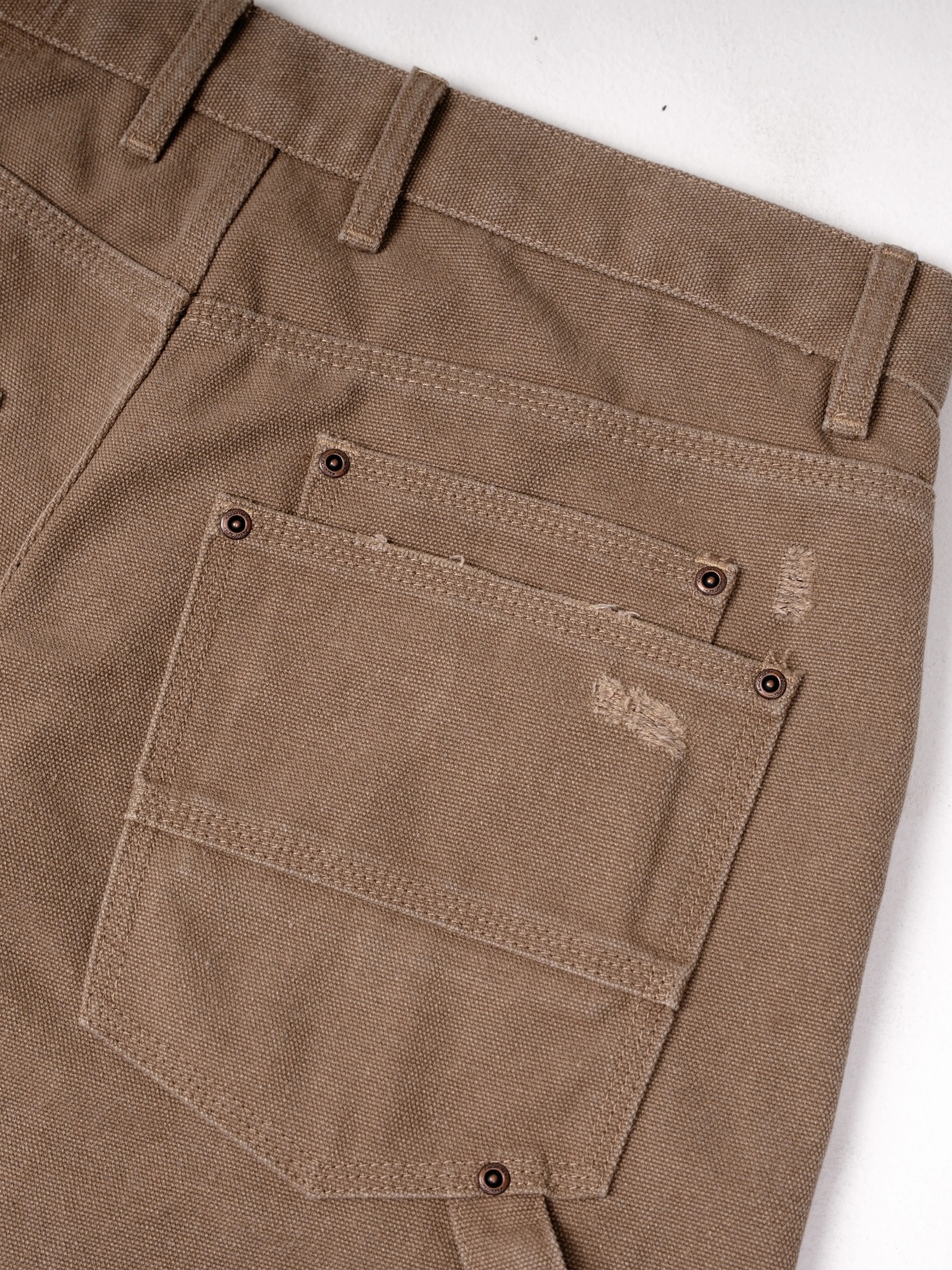 DISTRESSED DOUBLE-KNEE WORKWEAR PANTS