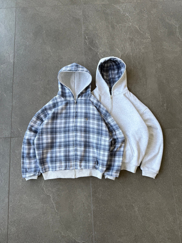REVERSIBLE DOUBLE HOOD ZIP-HOODIE