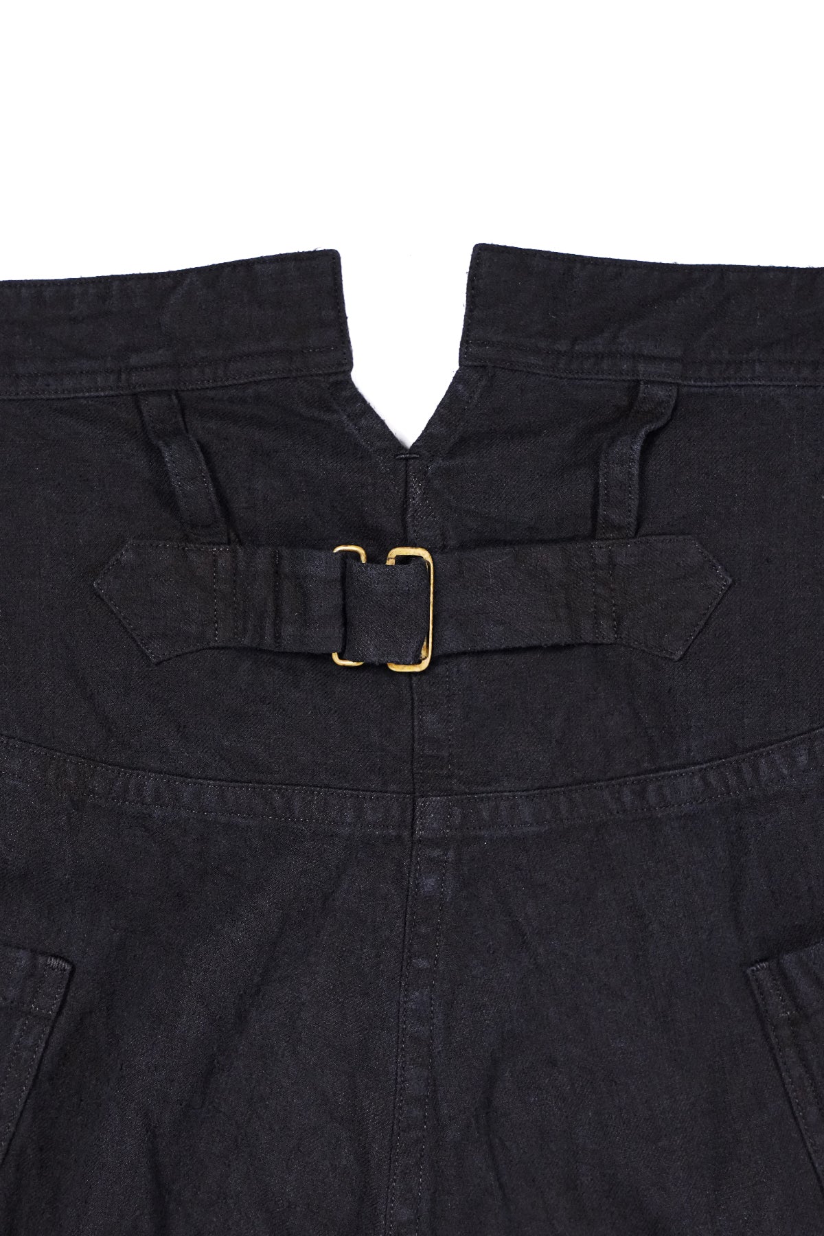 Distressed Retro Linen Cropped Trousers Back Buckle Waist Design