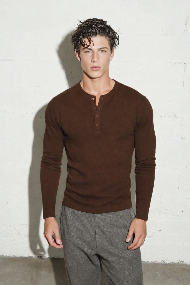 The Slim Crop Henley Longsleeve | White