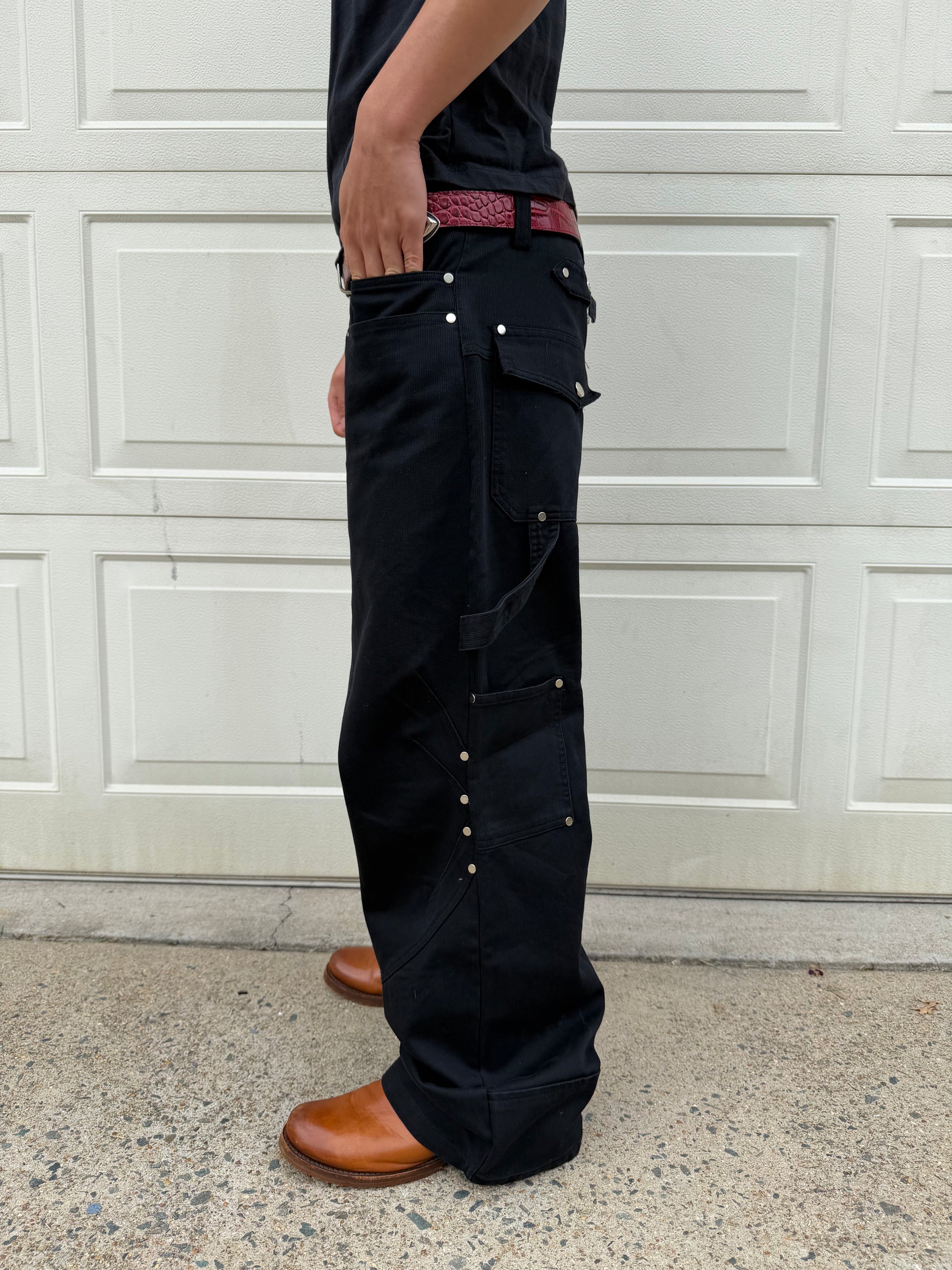 Rivet Multi-Pocket Wide Leg Cargo Pants