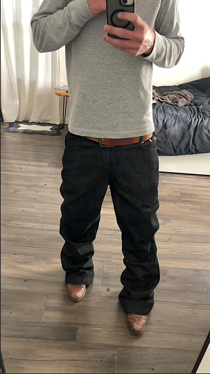 Fishbone Adjust Raw Denim Flare Pants