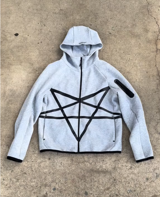 Geometric Star Zip‑Up Hoodie