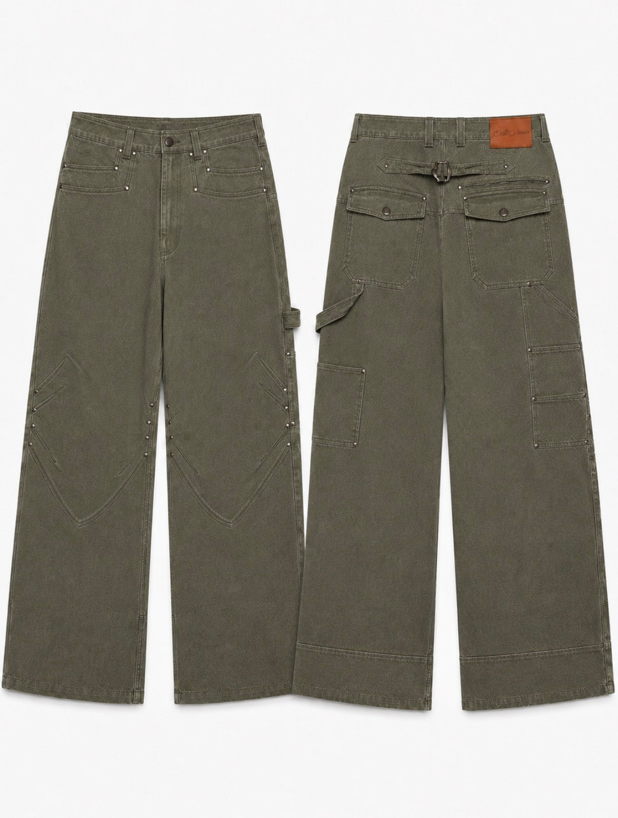 Rivet Multi-Pocket Wide Leg Cargo Pants
