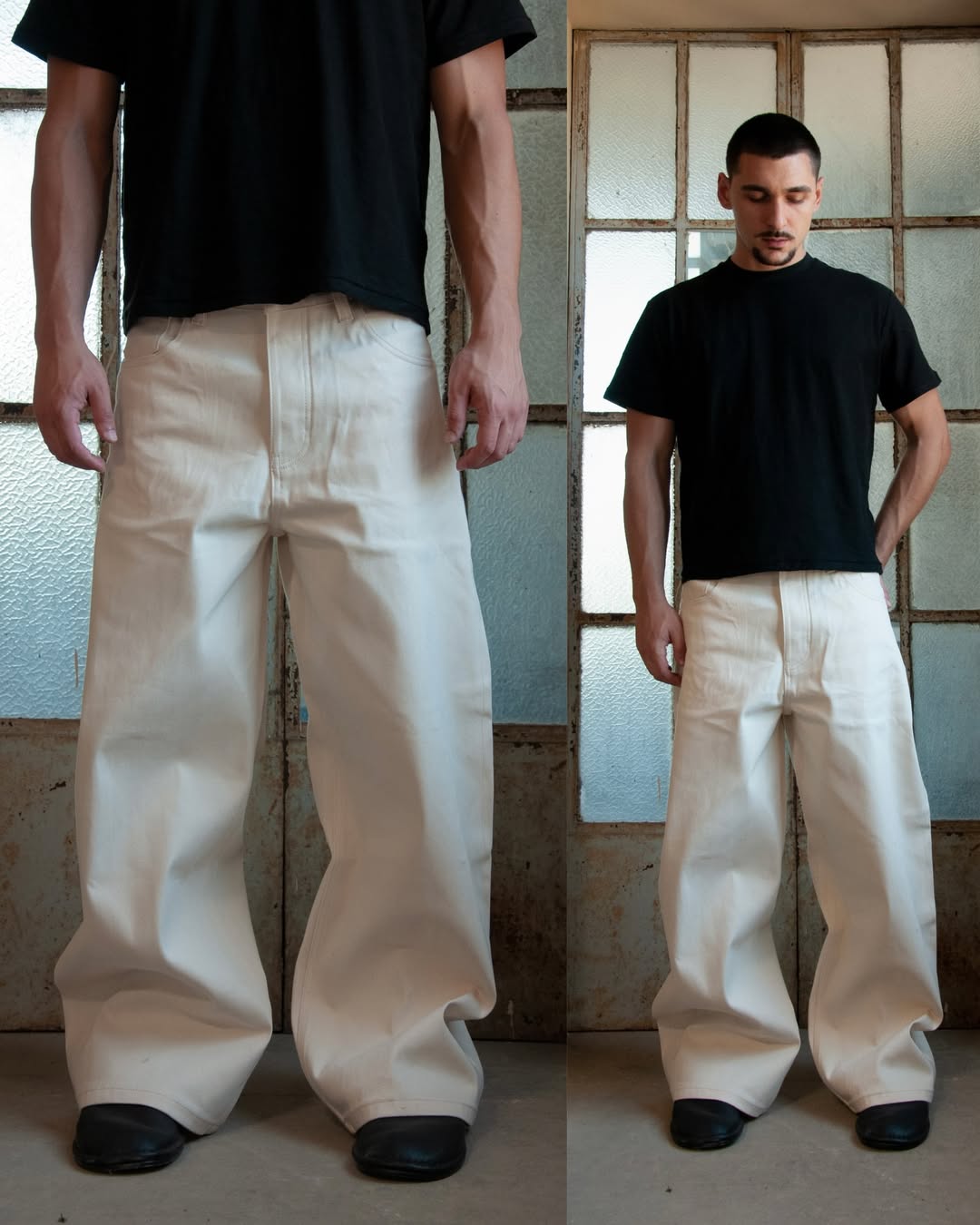 Off White Wide Leg Denim Jeans