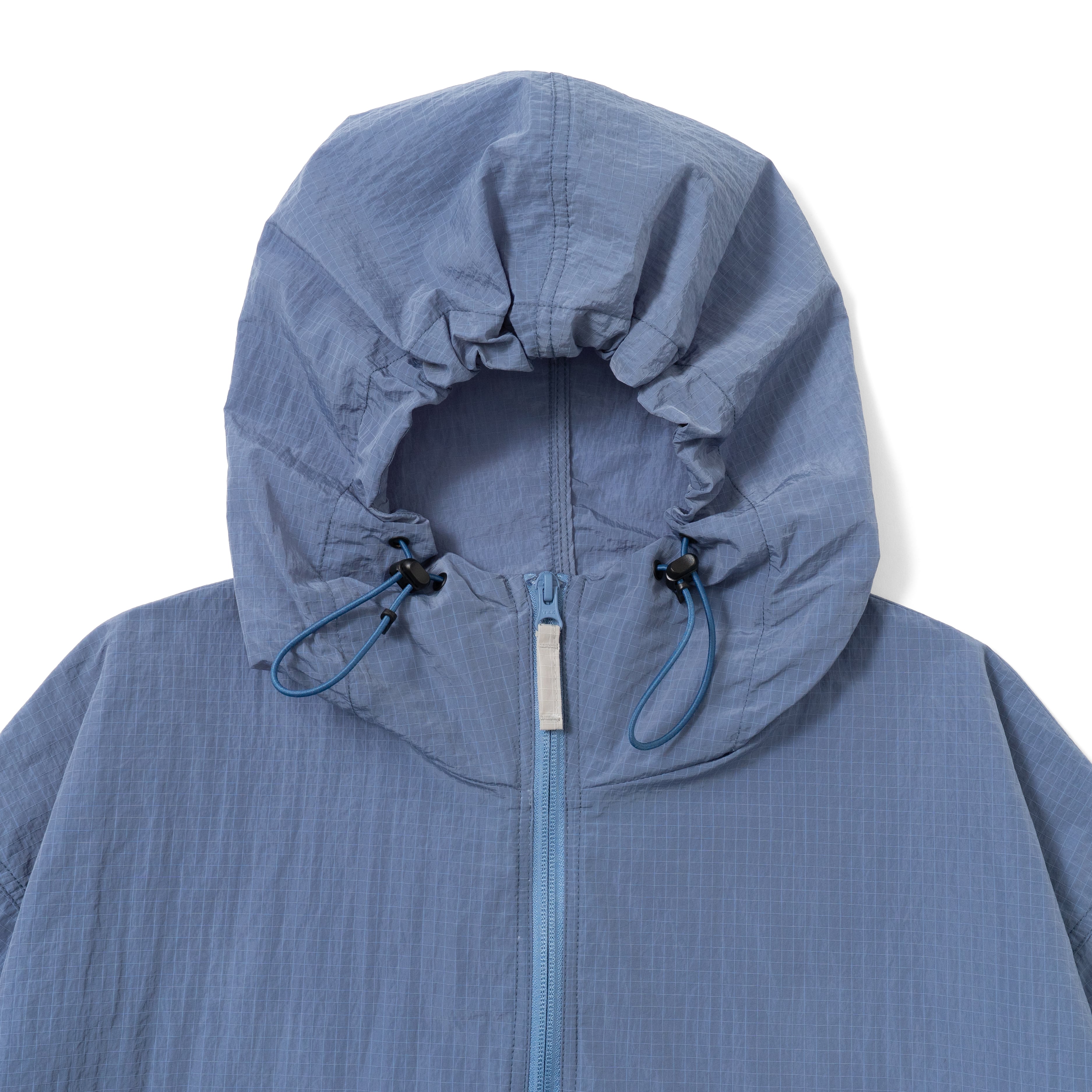 Half Zip Grid Anorak Hooded Windbreaker
