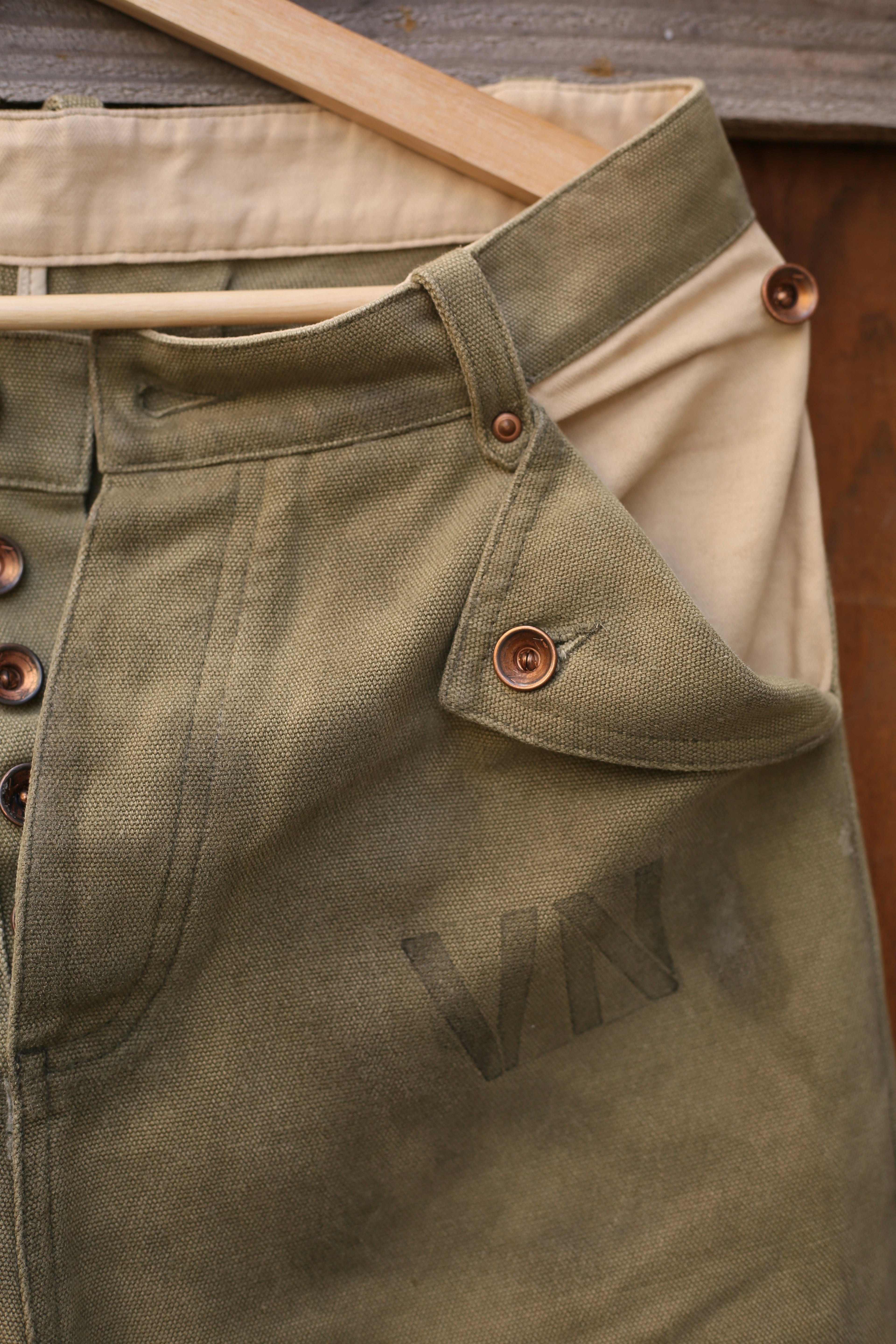 Vintage Olive Military Canvas Wide Leg Cargo Pants Unisex