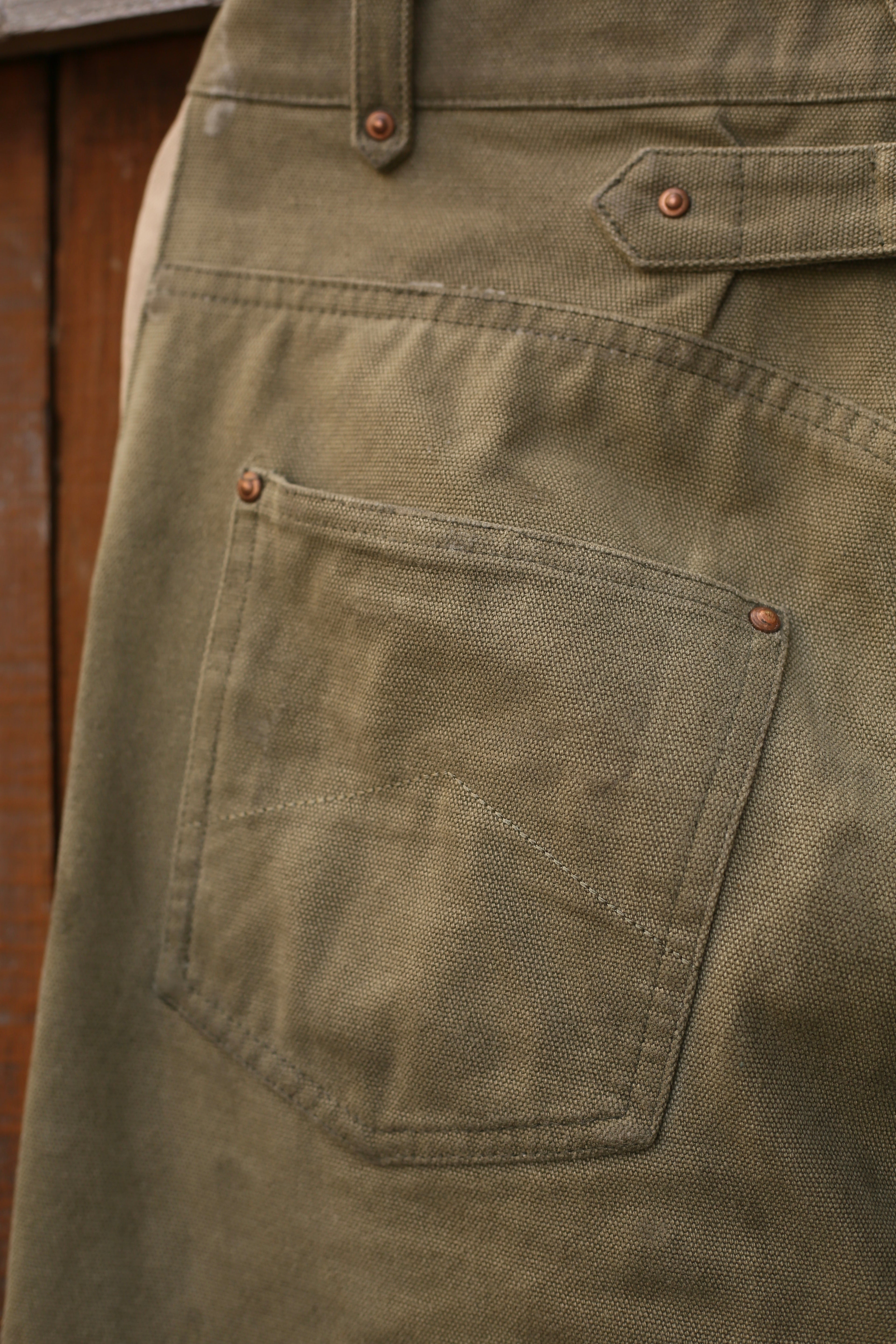 Vintage Olive Military Canvas Wide Leg Cargo Pants Unisex