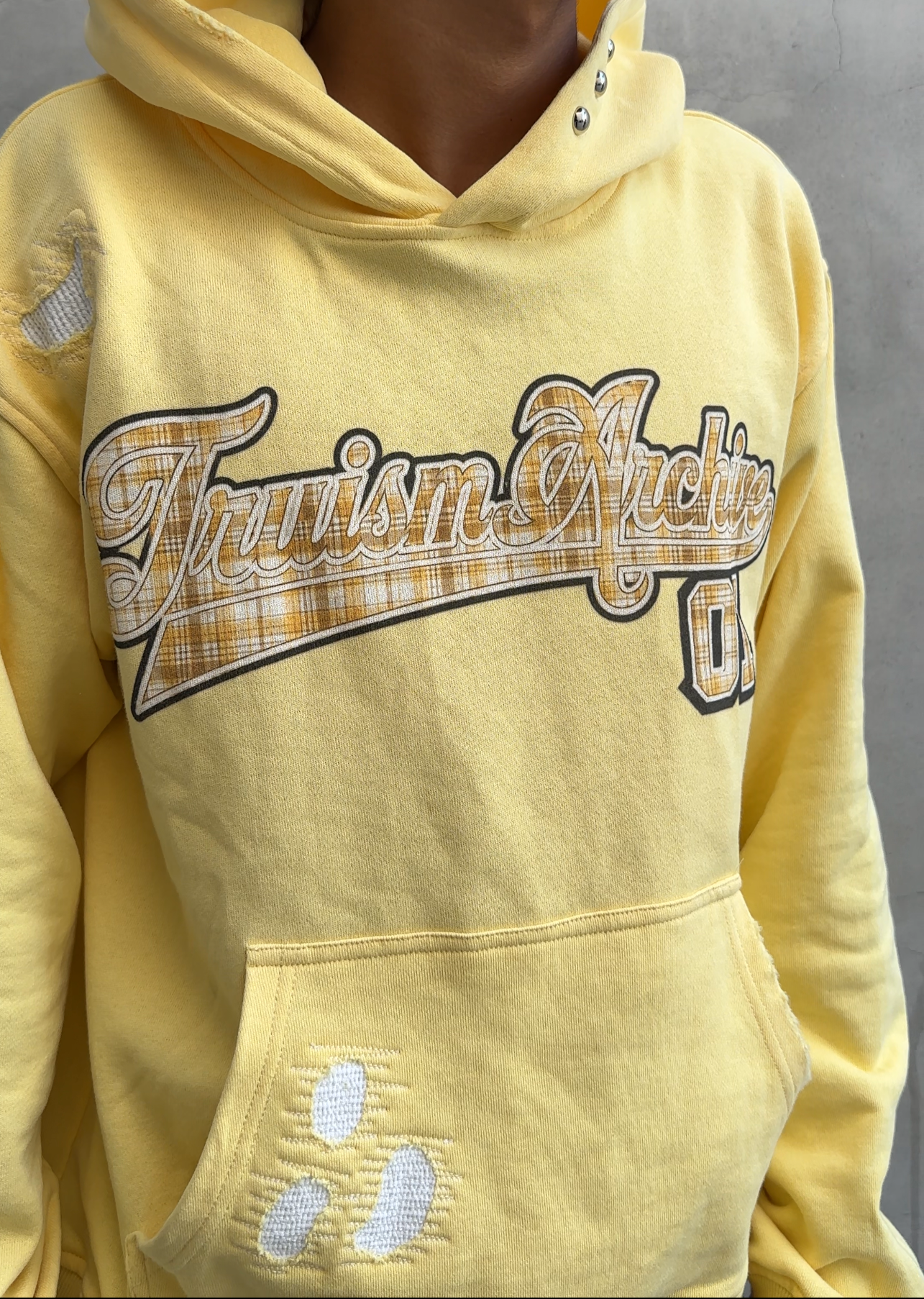 Vintage Script Graphic Distressed Hoodie