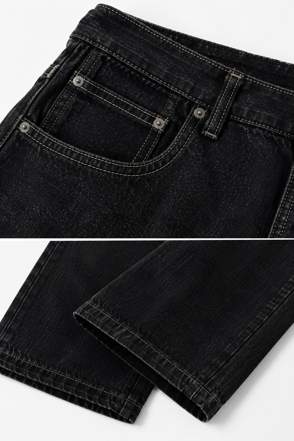 Silver Clasp Wide-Leg Jeans