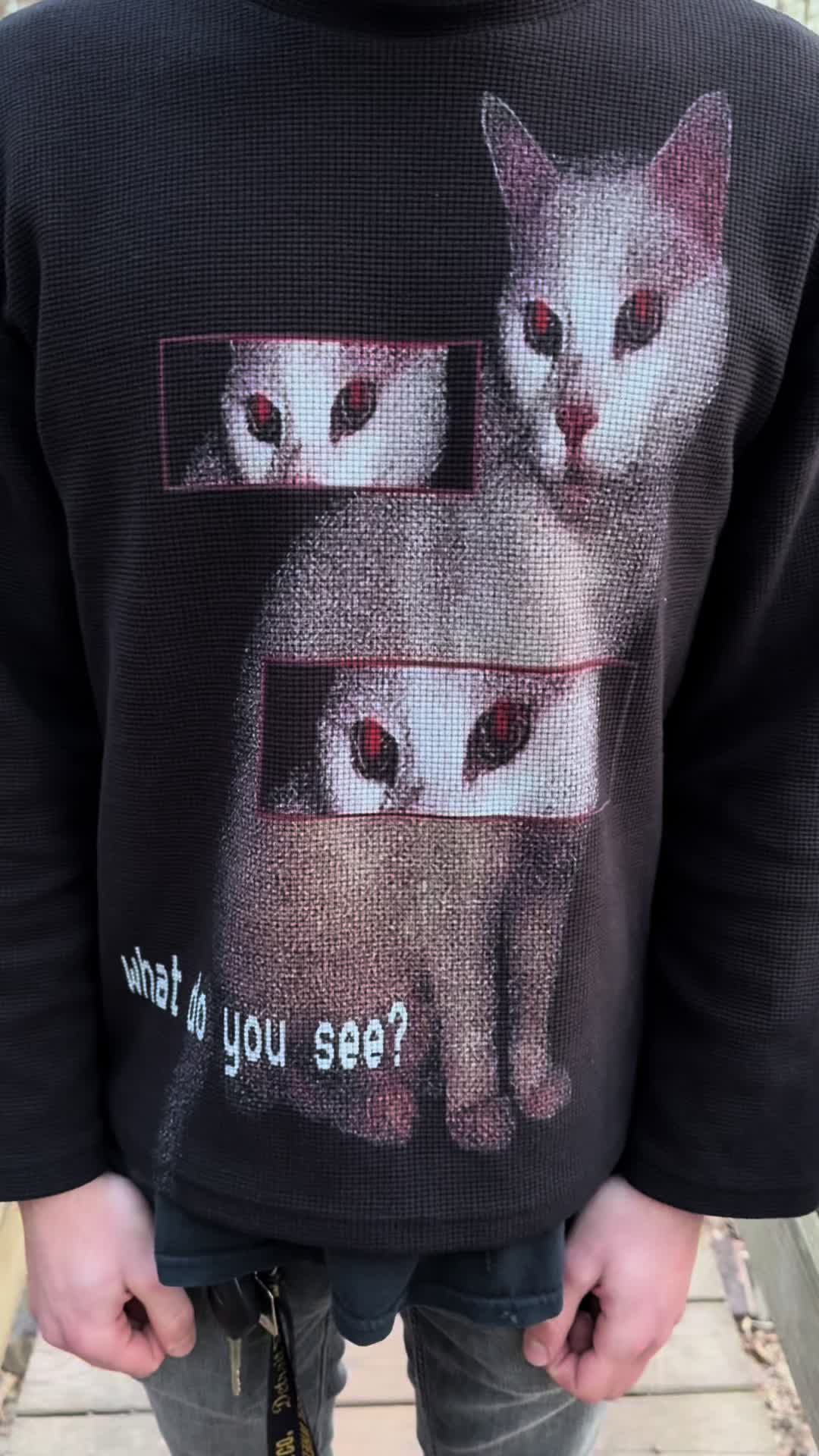 "EVIL CAT" WAFFLE LONG SLEEVE