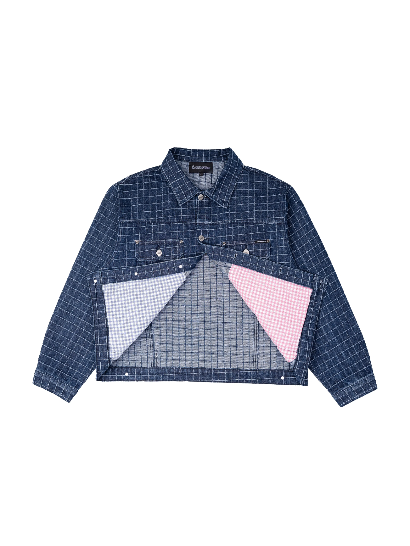 UNIQUE PLAID DENIM JACKET