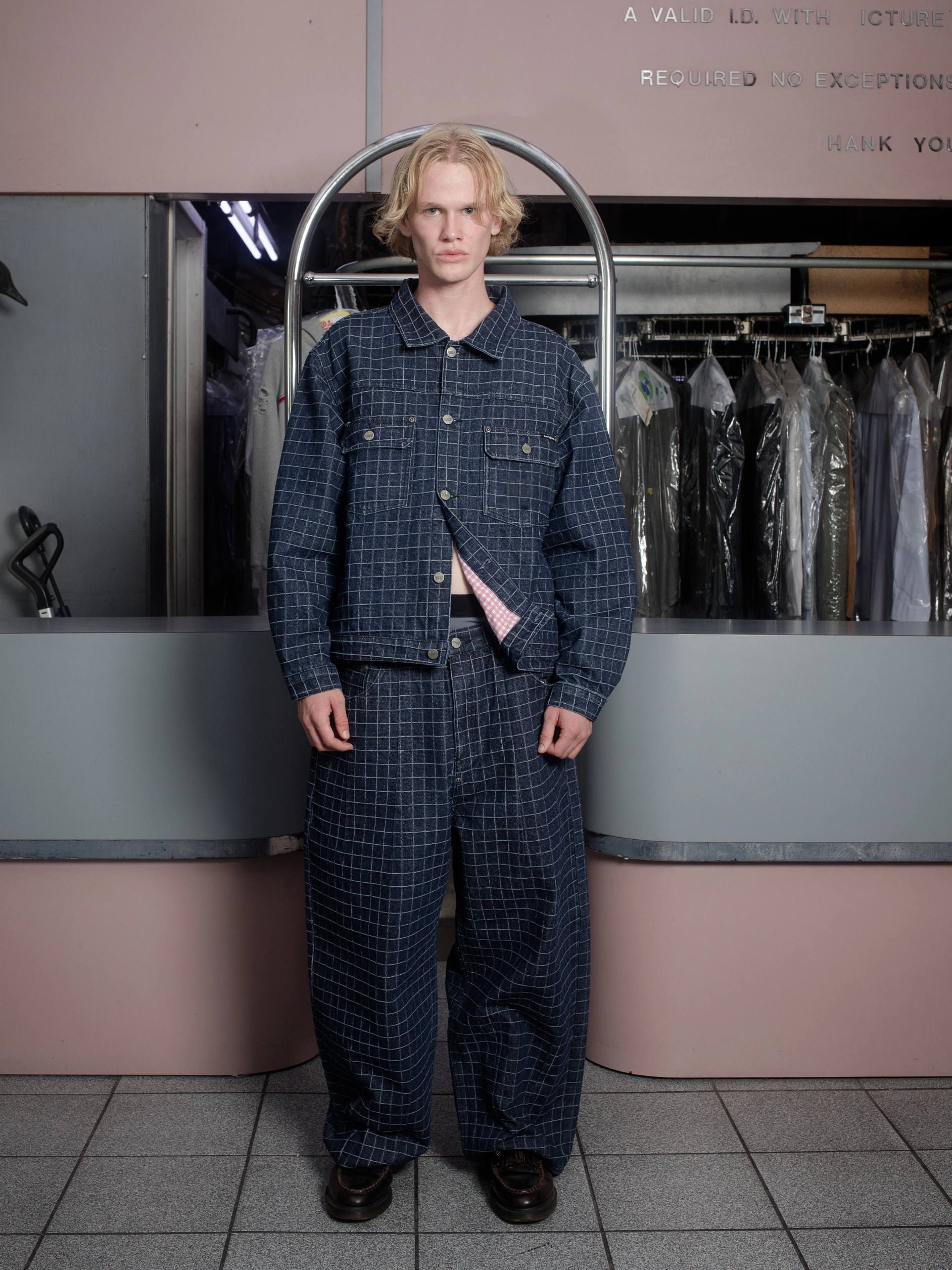 UNIQUE PLAID DENIM JACKET