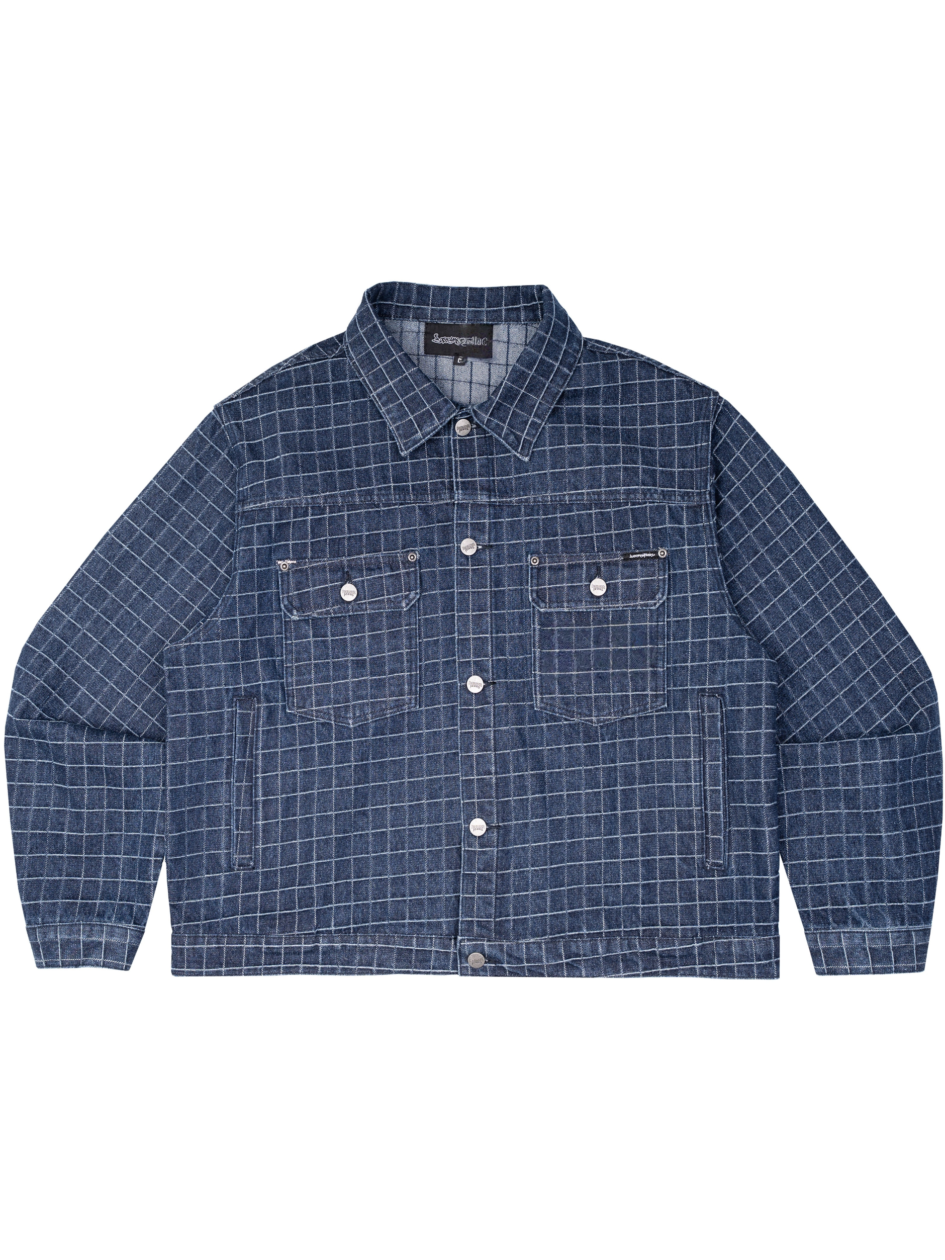 UNIQUE PLAID DENIM JACKET