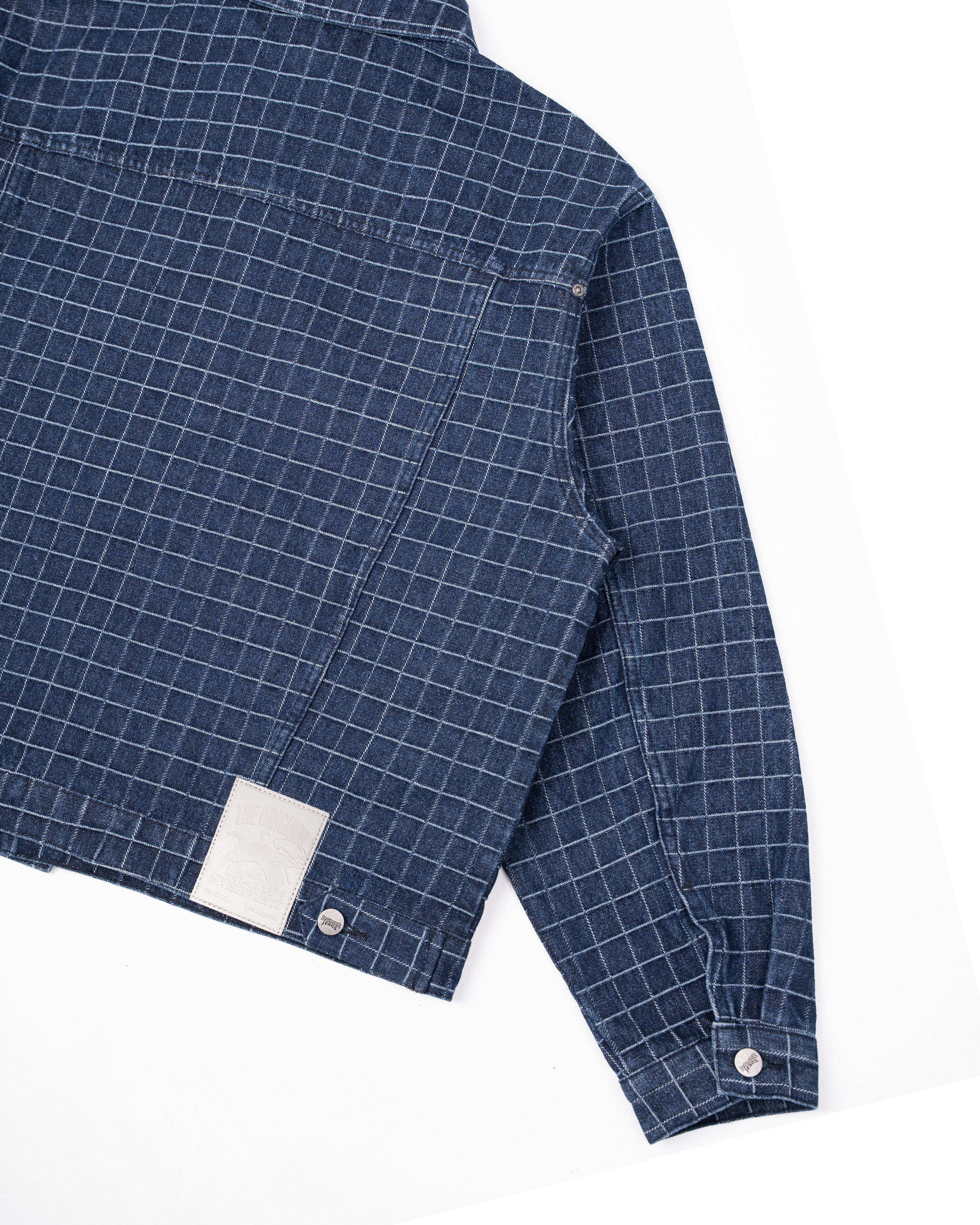 UNIQUE PLAID DENIM JACKET