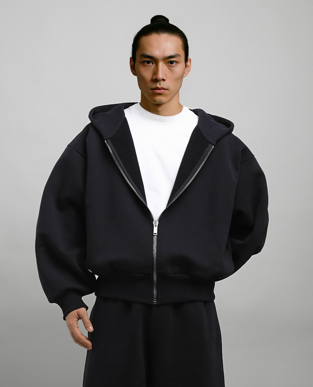 MONOCHROME ZIP-UP HOODIE