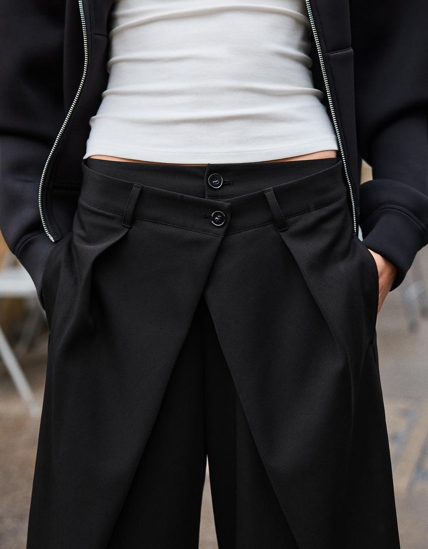 BARREL-SHAPED PLEATED PANTS