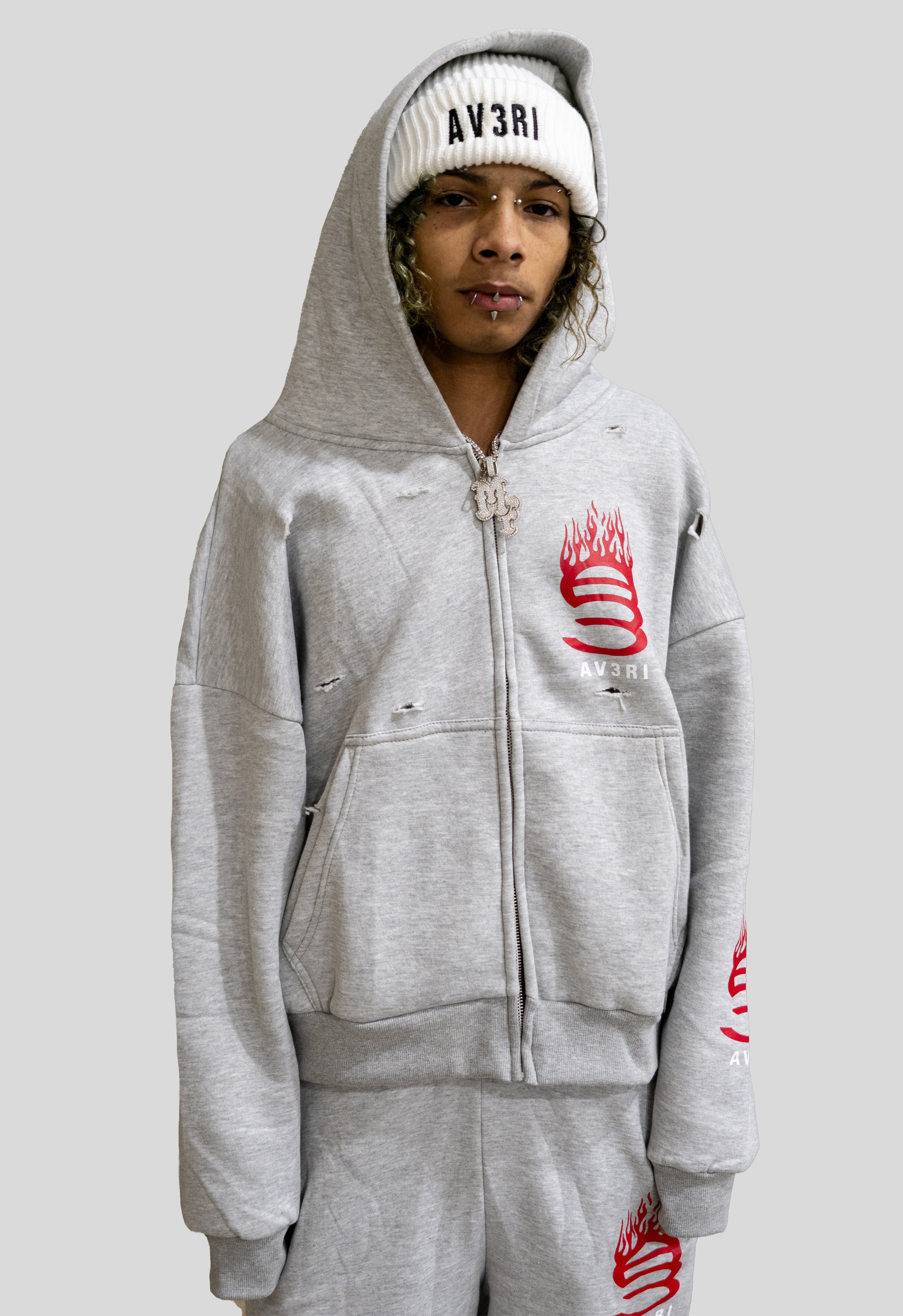 FLAME LOGO ZIP HOODIE & PANTS SET