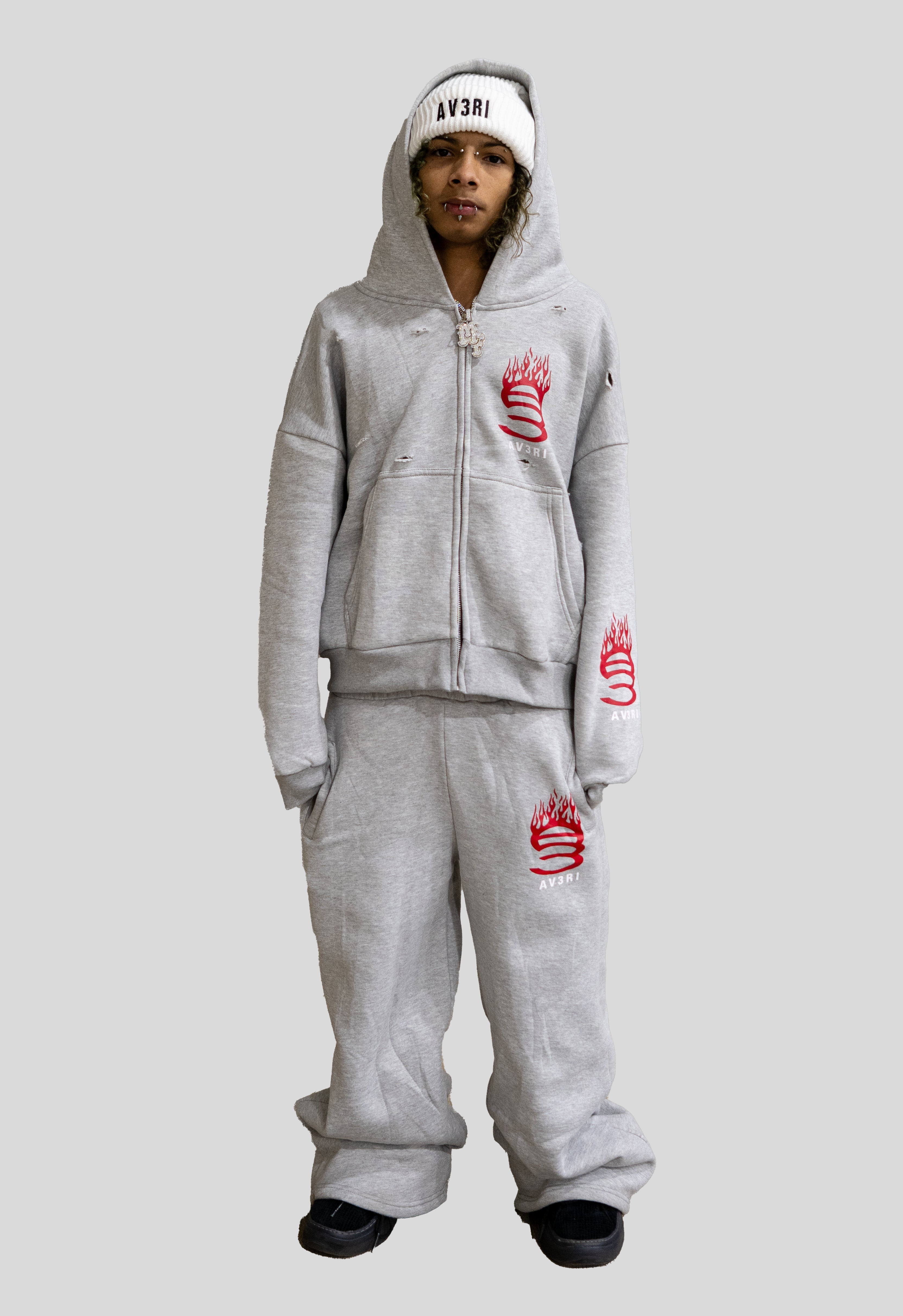 FLAME LOGO ZIP HOODIE & PANTS SET