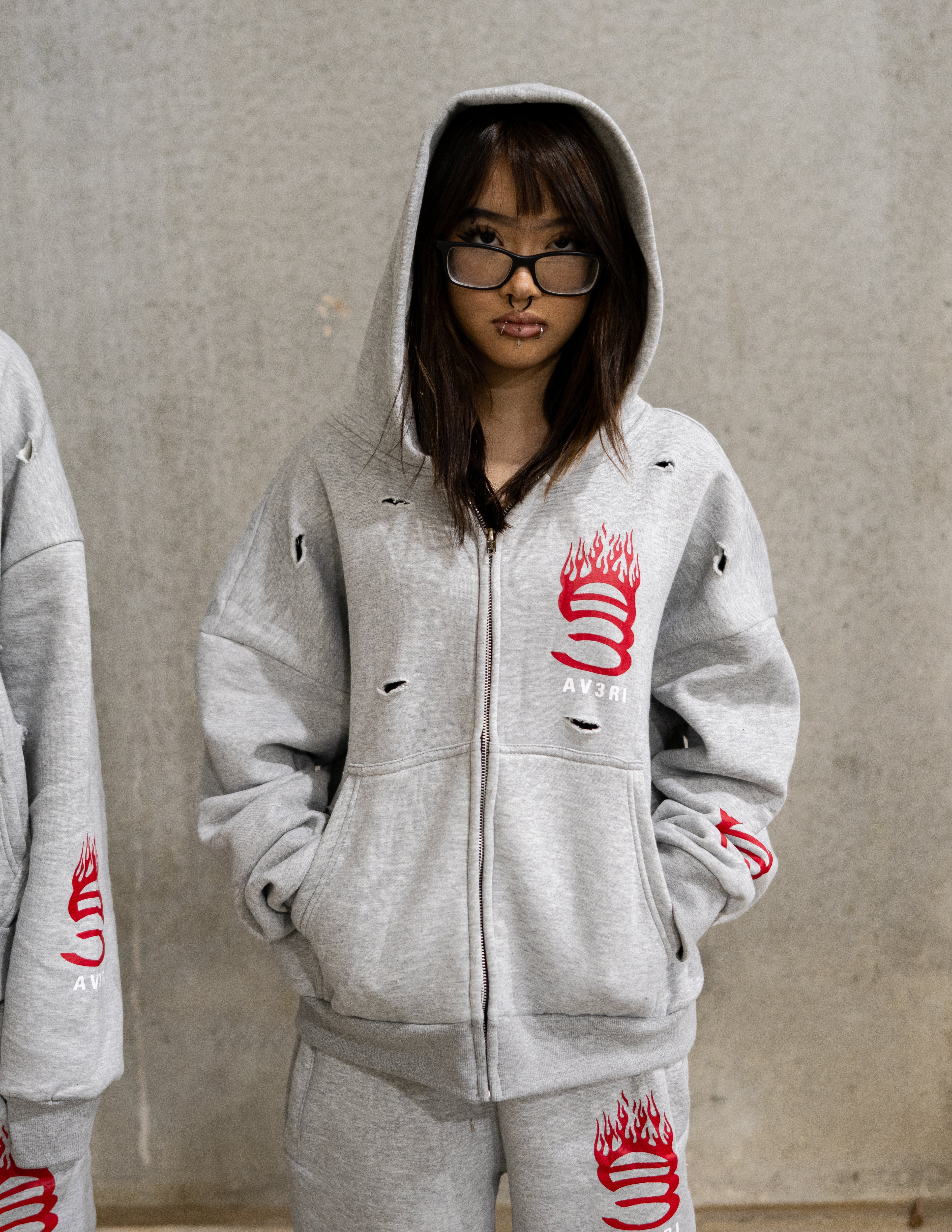FLAME LOGO ZIP HOODIE & PANTS SET