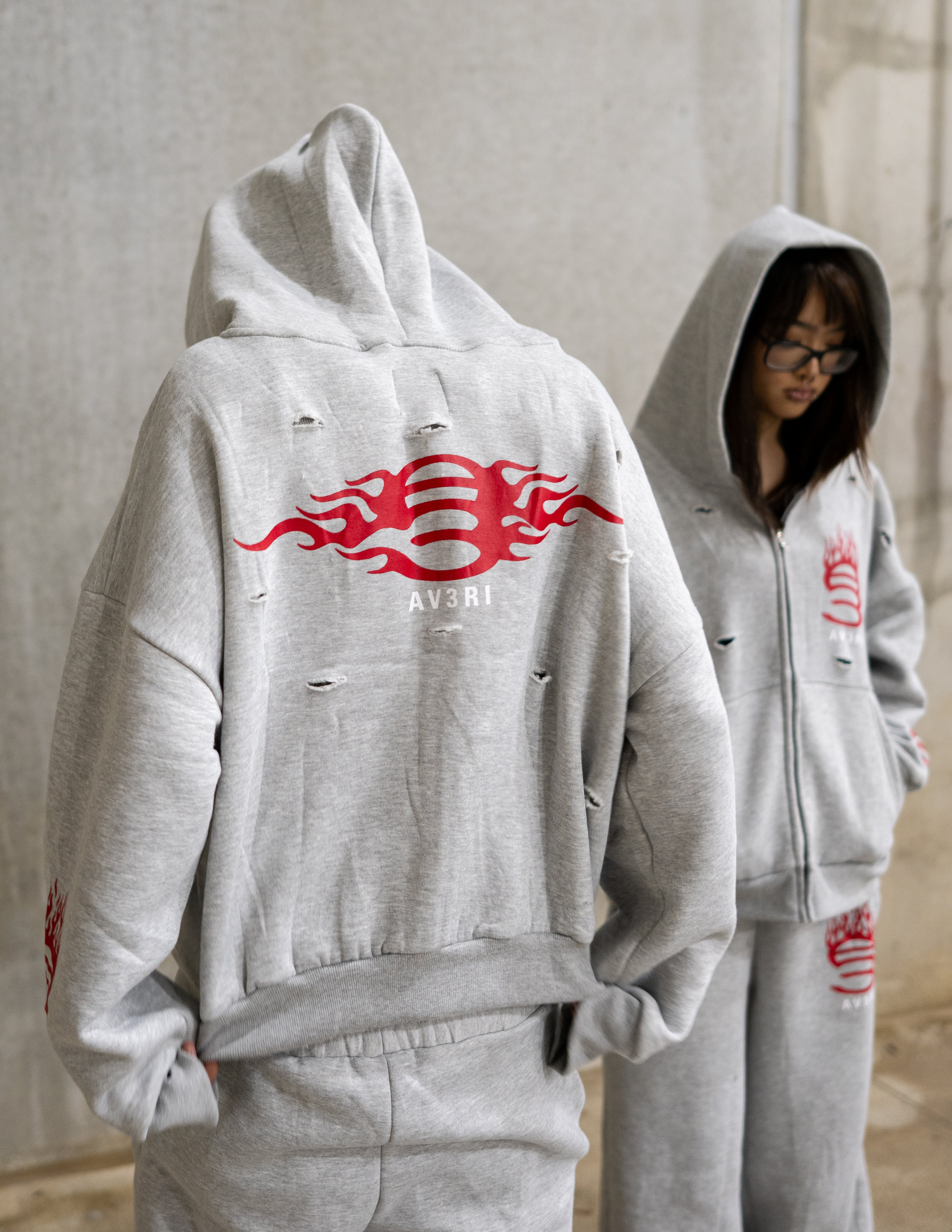 FLAME LOGO ZIP HOODIE & PANTS SET