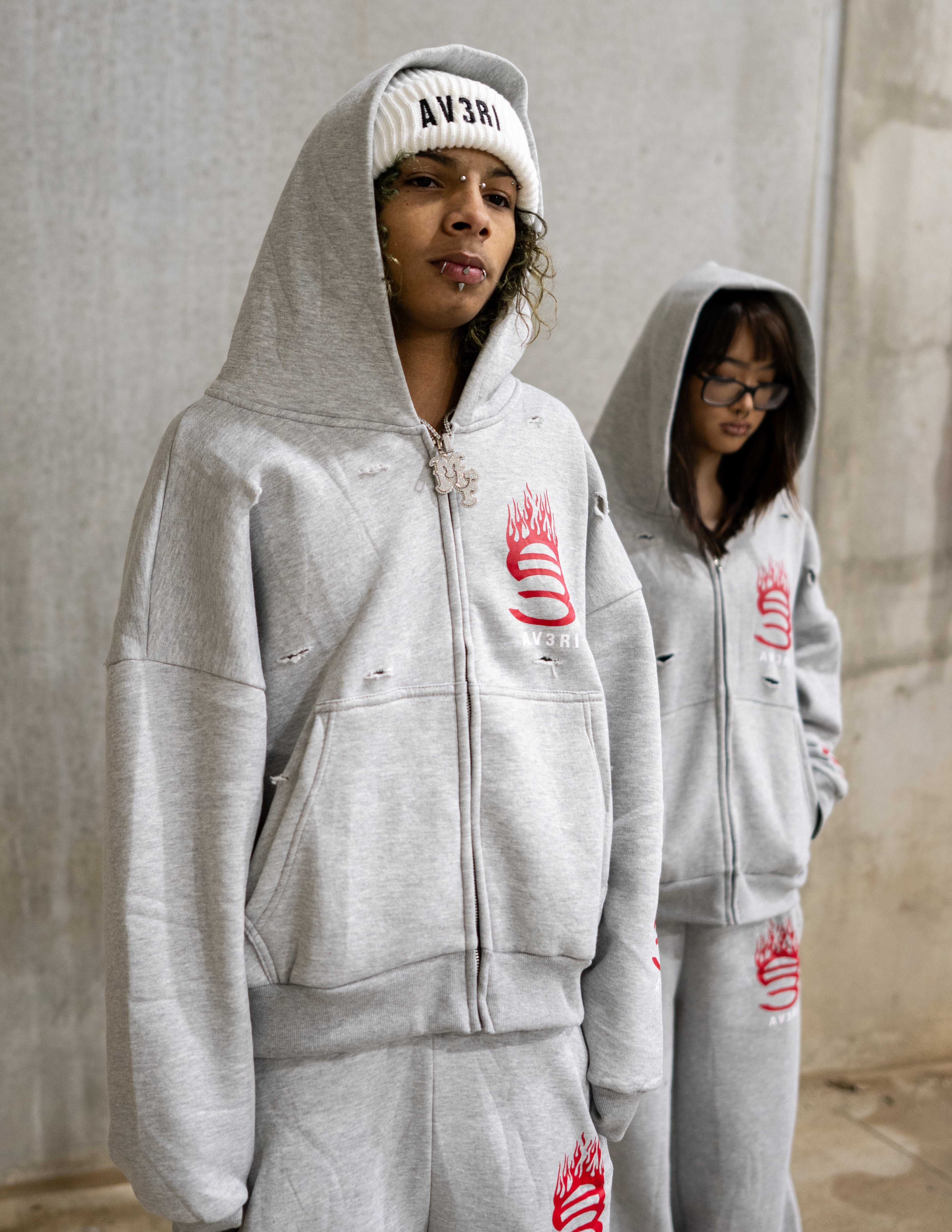 FLAME LOGO ZIP HOODIE & PANTS SET