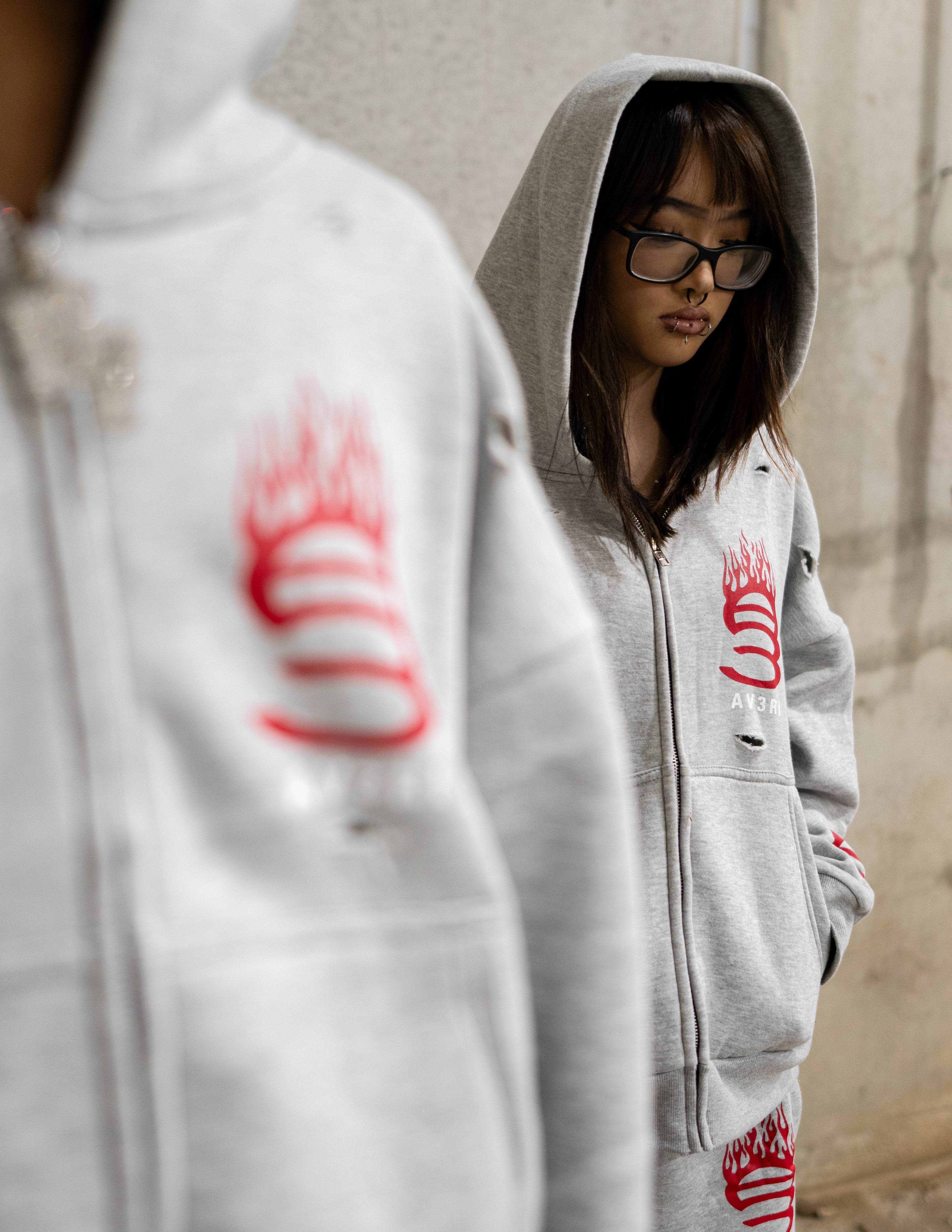 FLAME LOGO ZIP HOODIE & PANTS SET