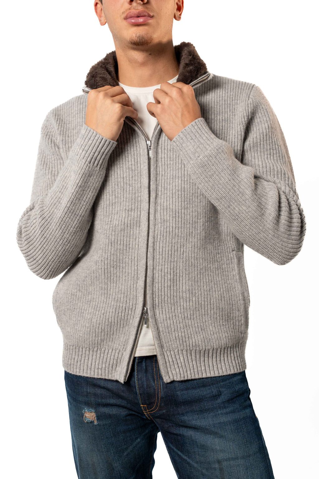 FUR COLLAR WOOL BLOUSON