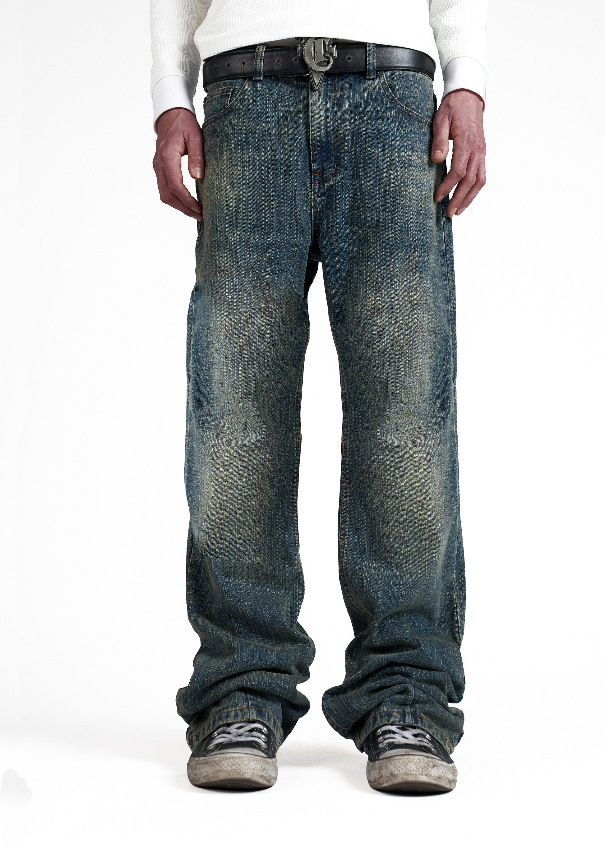 TONAL BLUE BOOTCUT JEANS