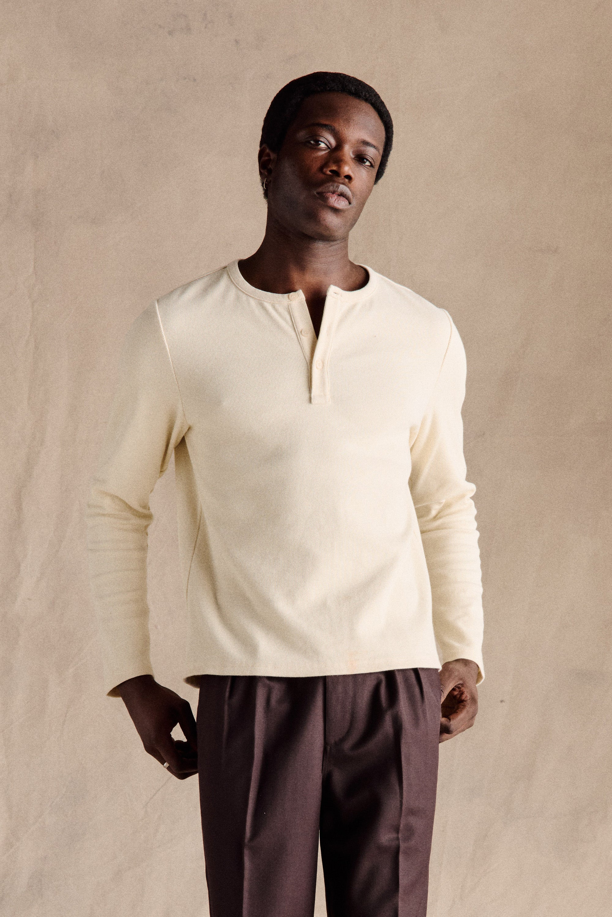 RIBBED HENLEY SHIRT