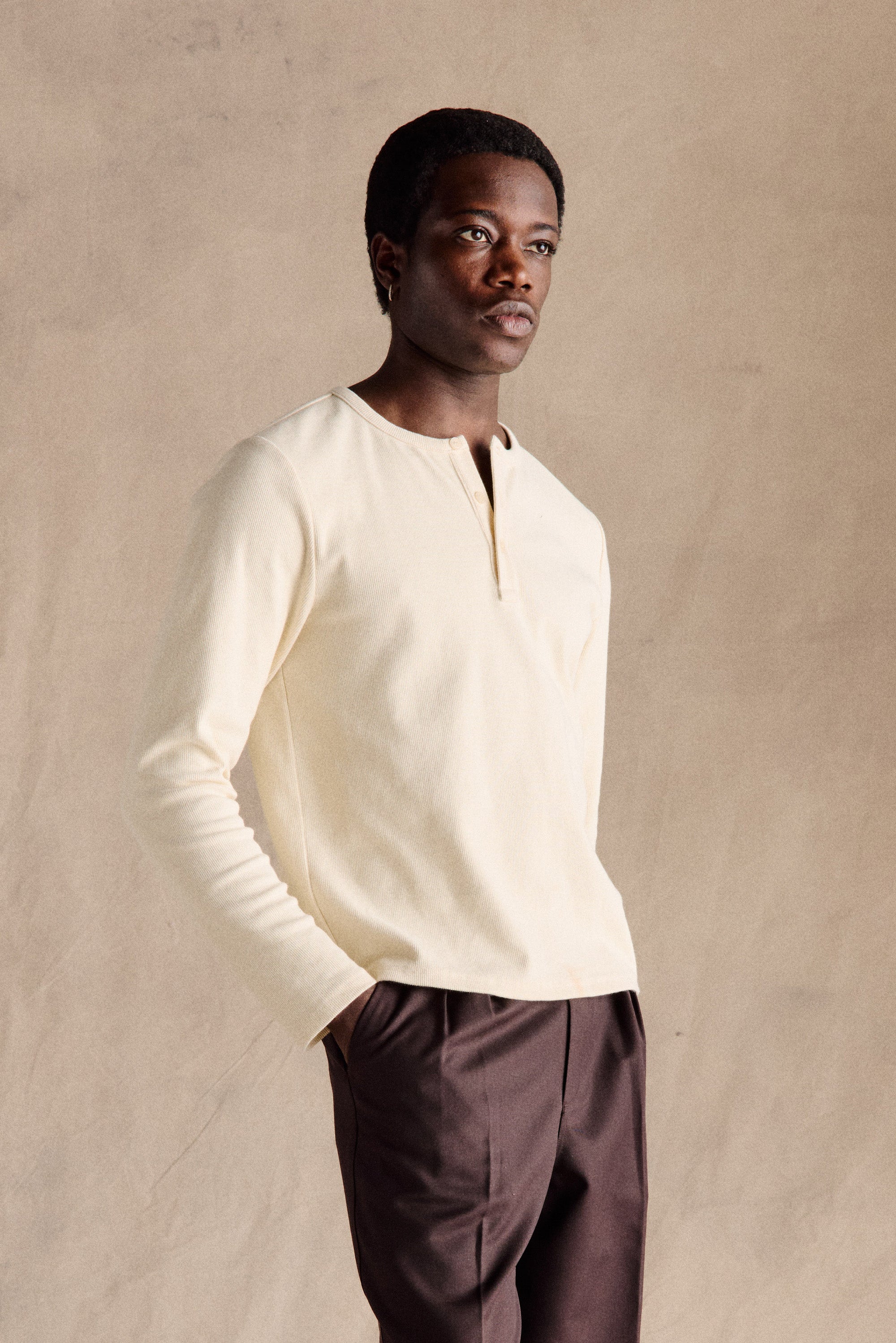 RIBBED HENLEY SHIRT