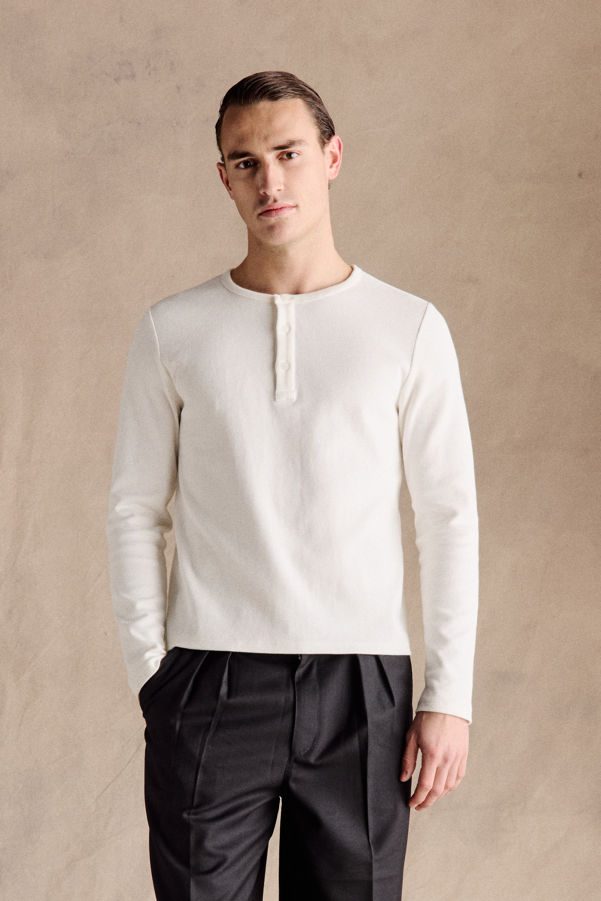 RIBBED HENLEY SHIRT