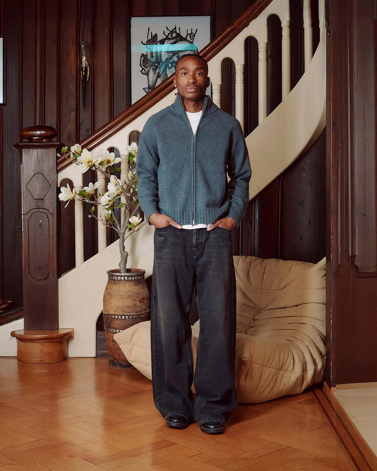 MERINO ZIP CARDIGAN