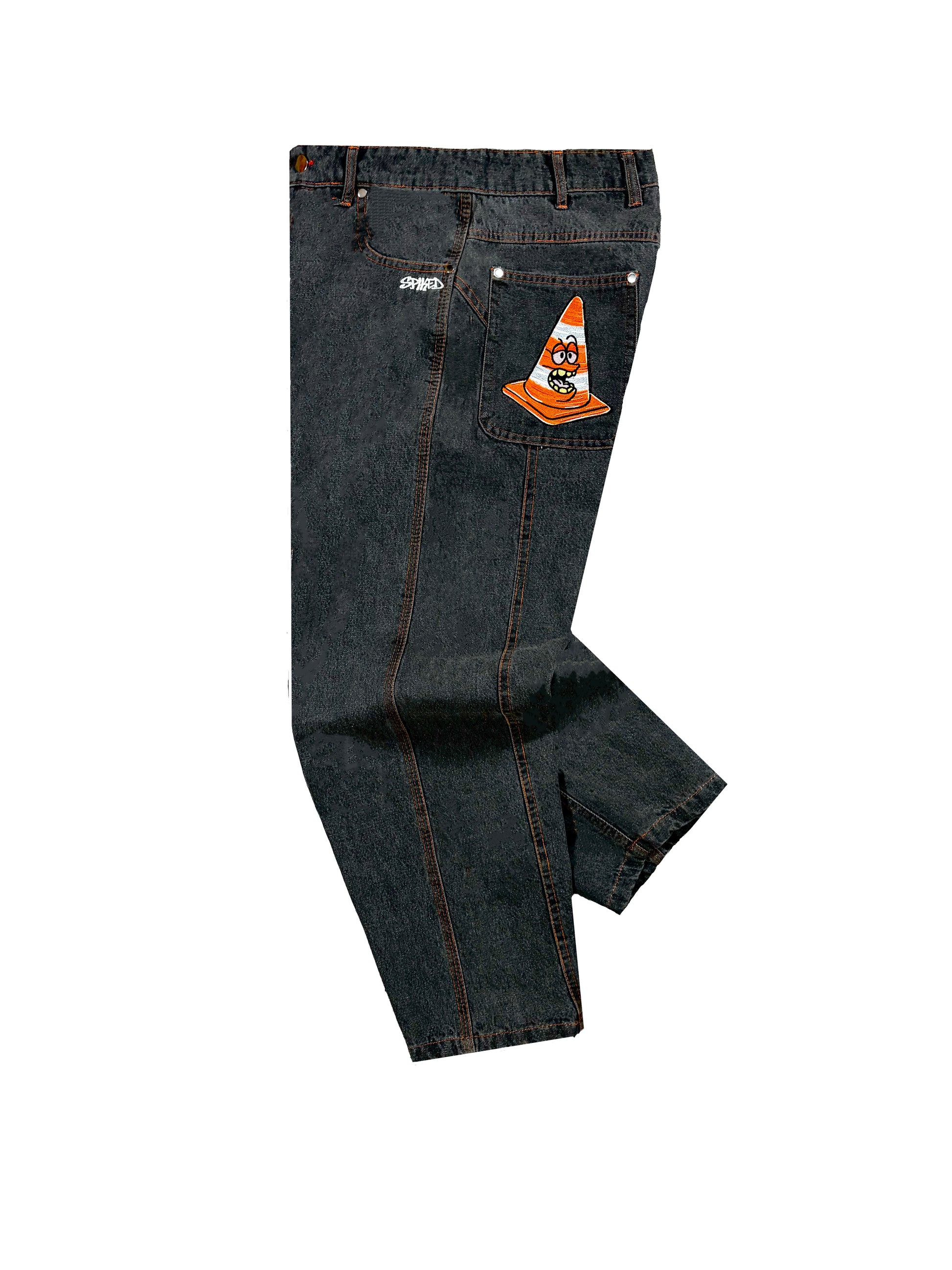 TRAFFIC CONE EMBROIDERY JEANS