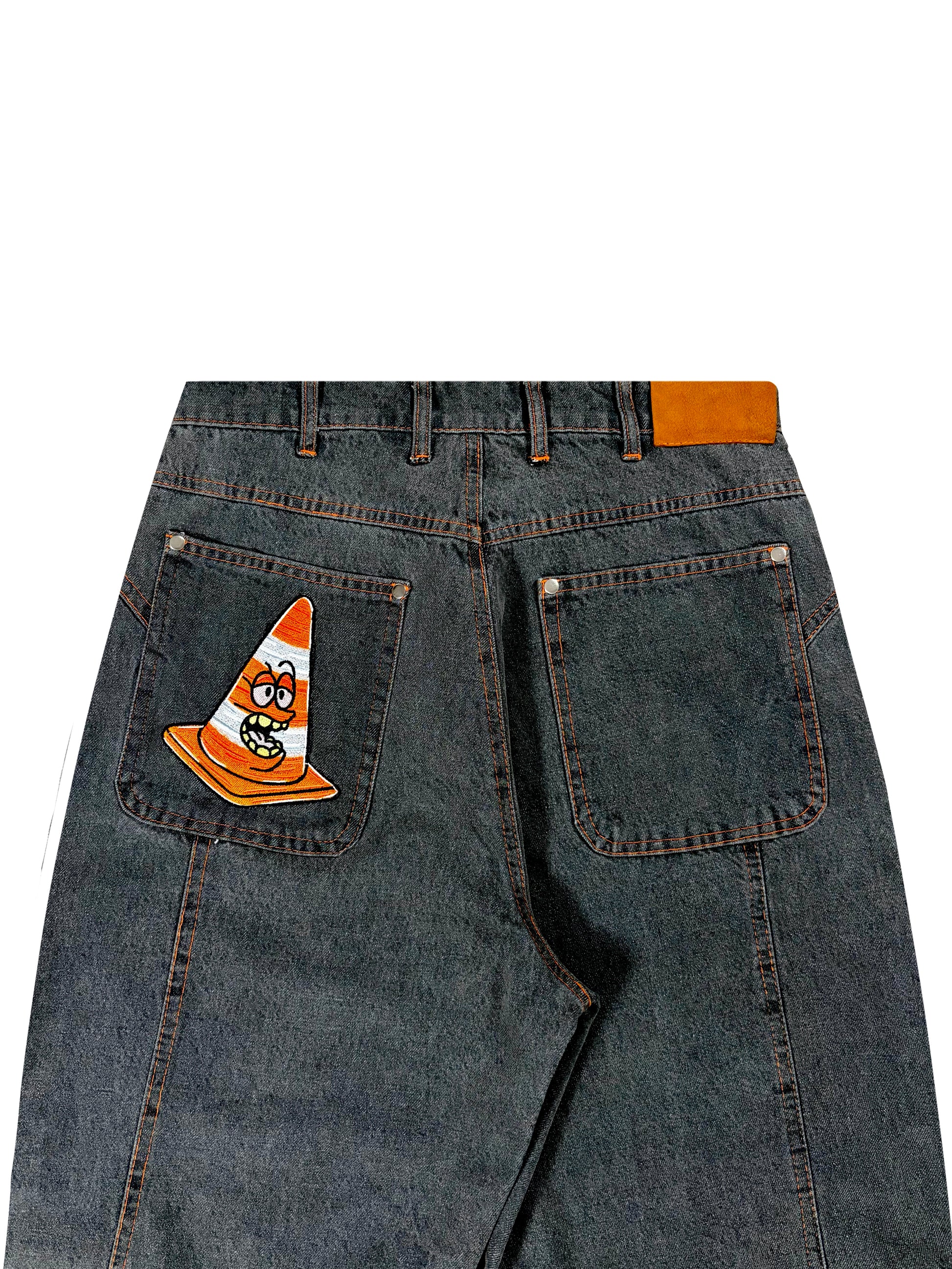 TRAFFIC CONE EMBROIDERY JEANS