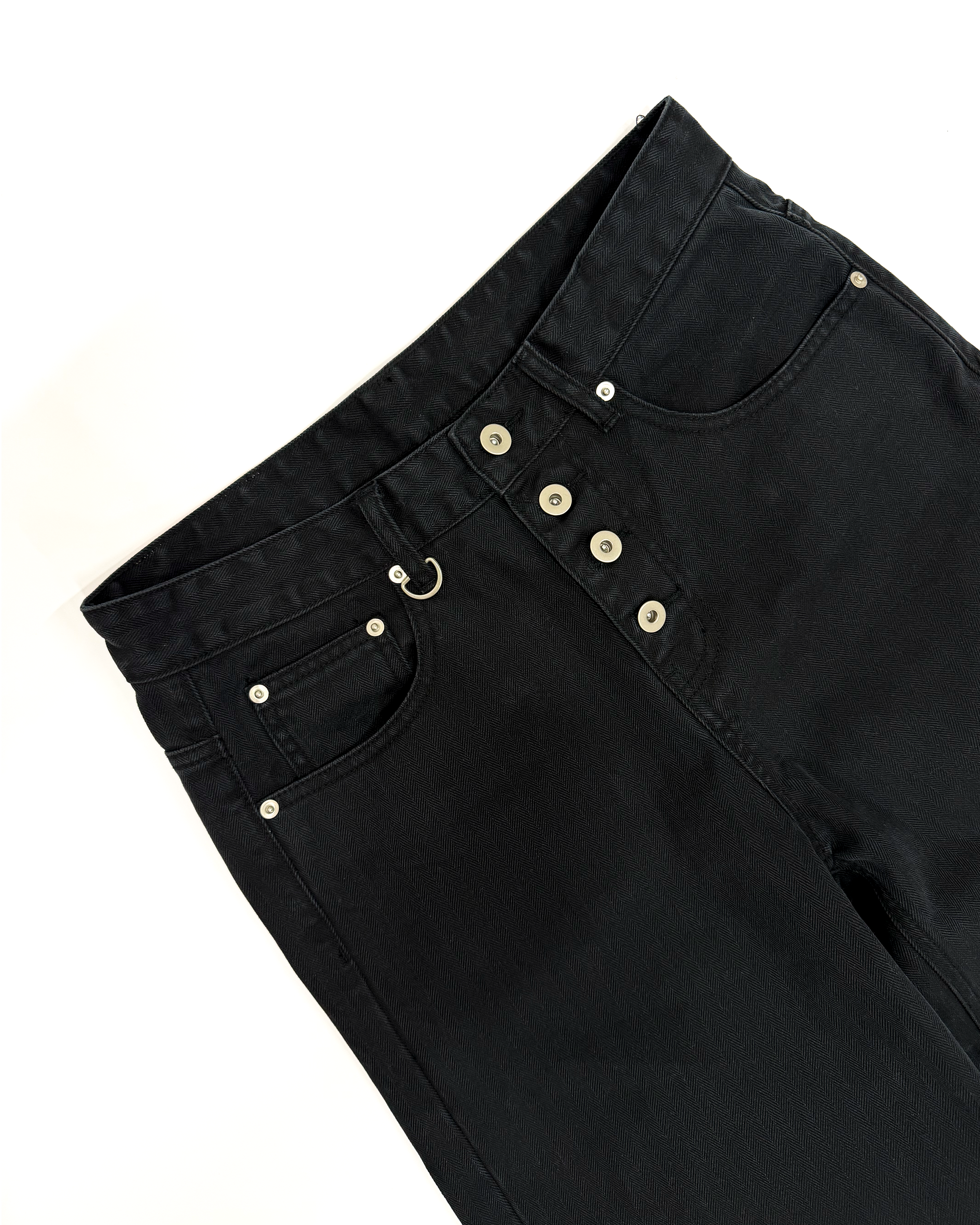 WASHED HERRINGBONE TWILL PANTS