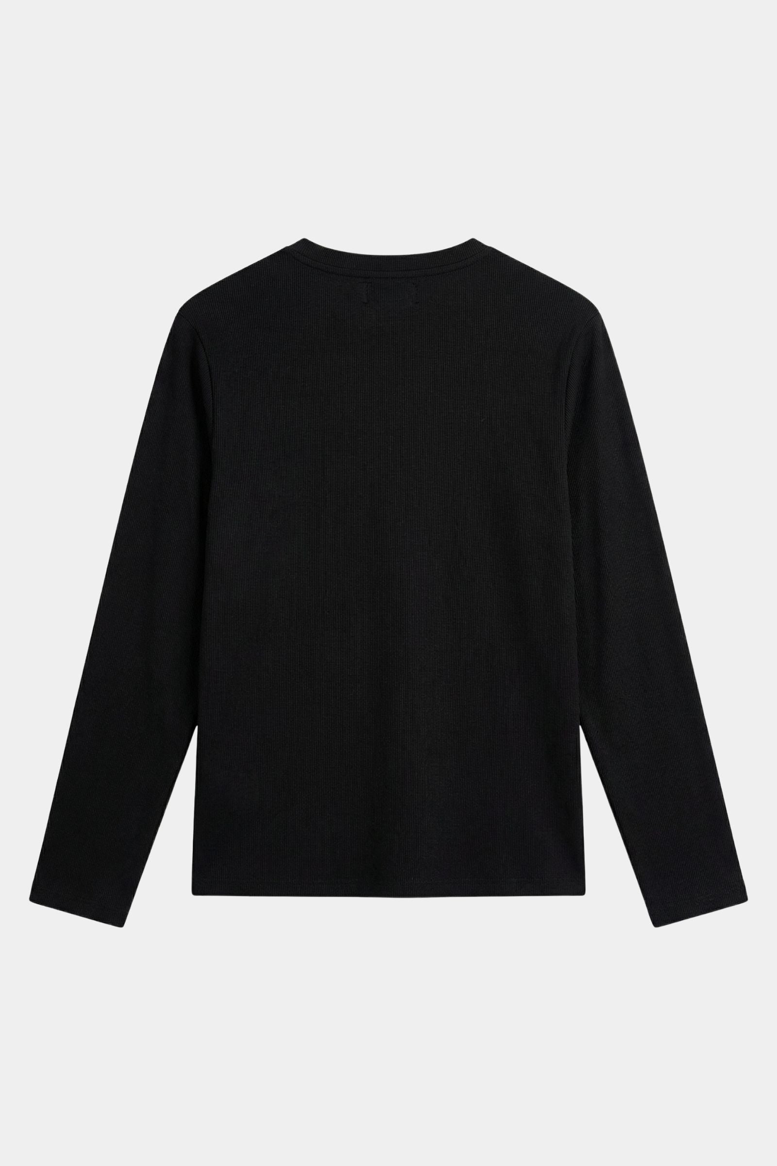 Metal Button Henley Waffle Long‑Sleeve Top