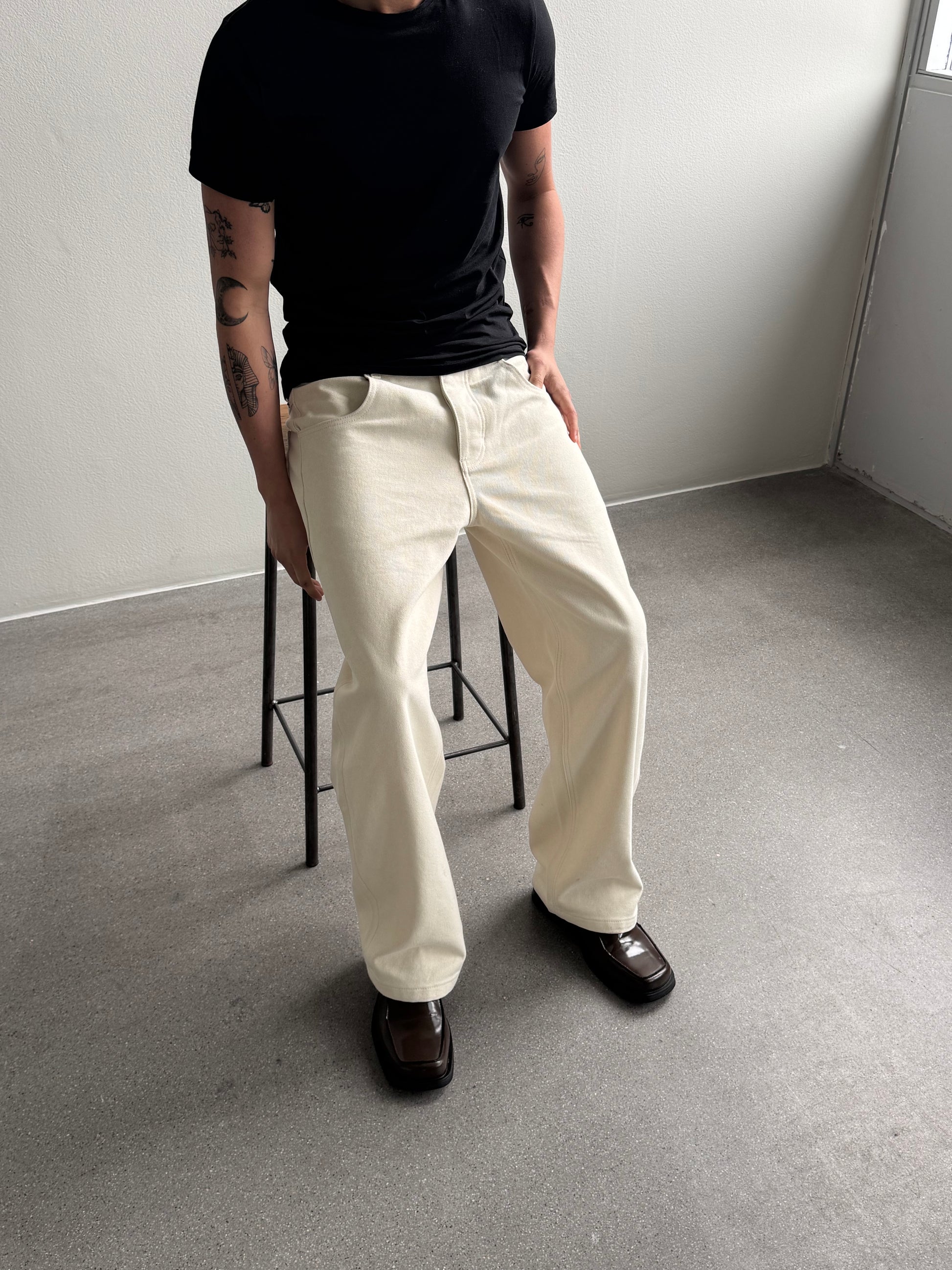CREME DUCK CANVAS PANTS