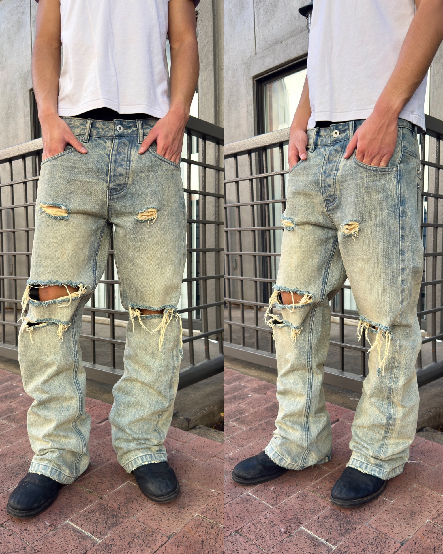 Vintage Distressed Flare Jeans