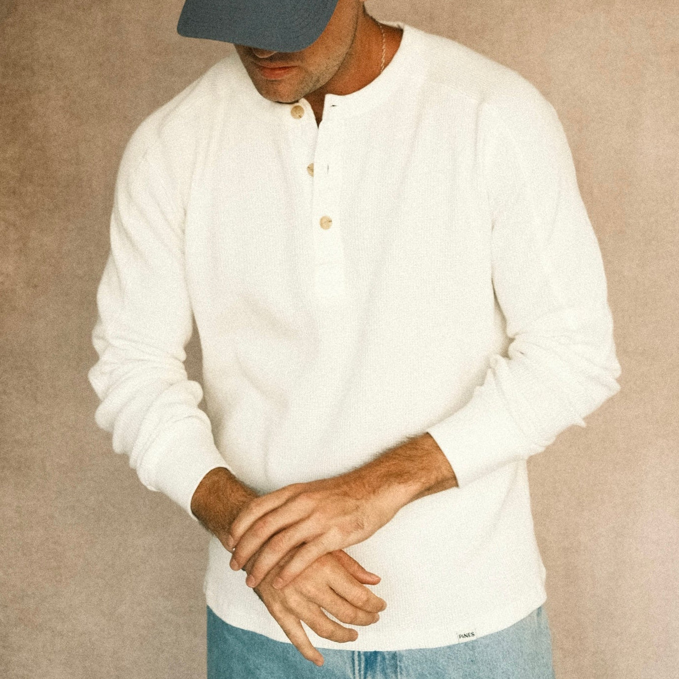 Long-Sleeve Waffle Henley