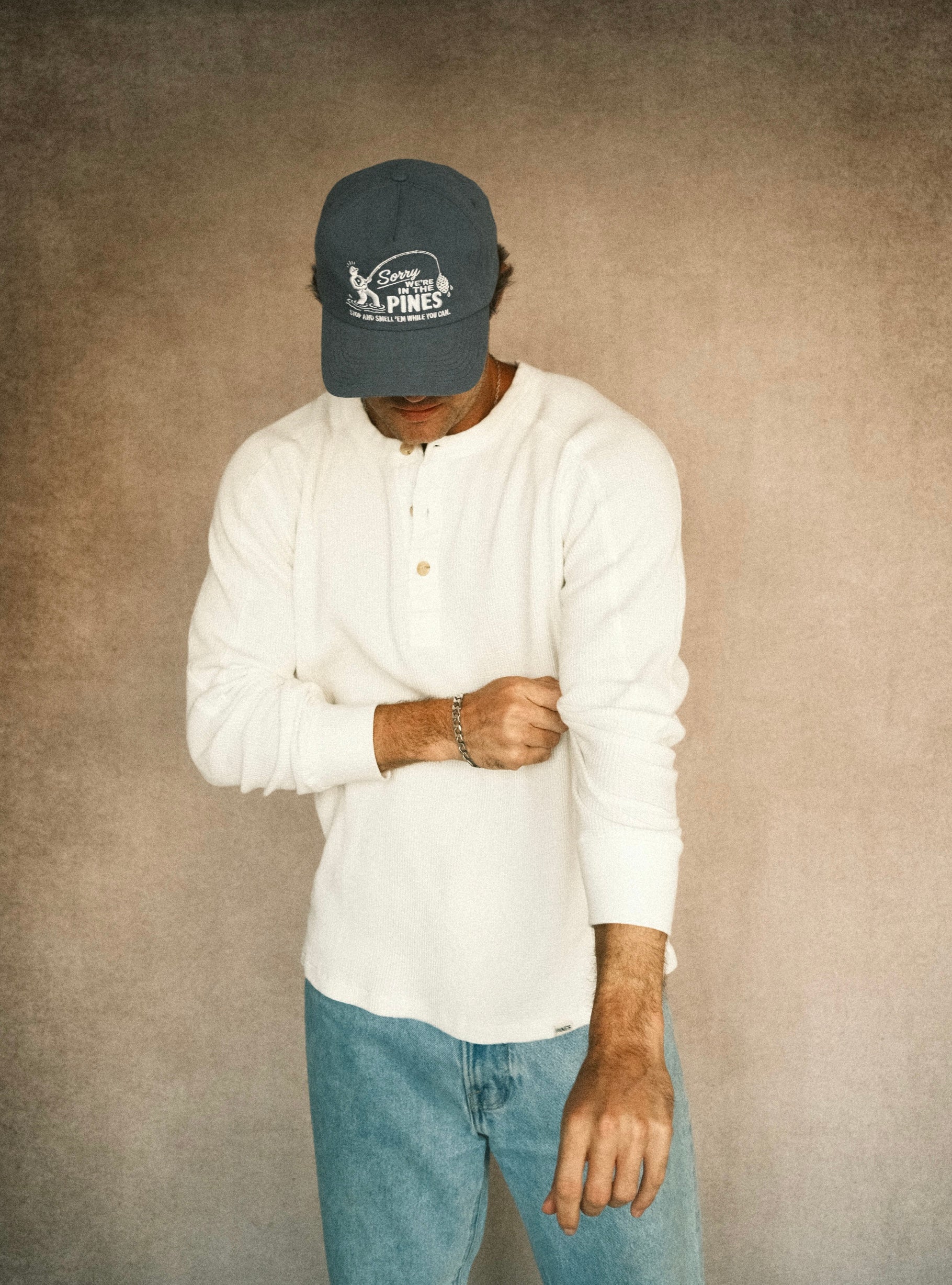 Long-Sleeve Waffle Henley