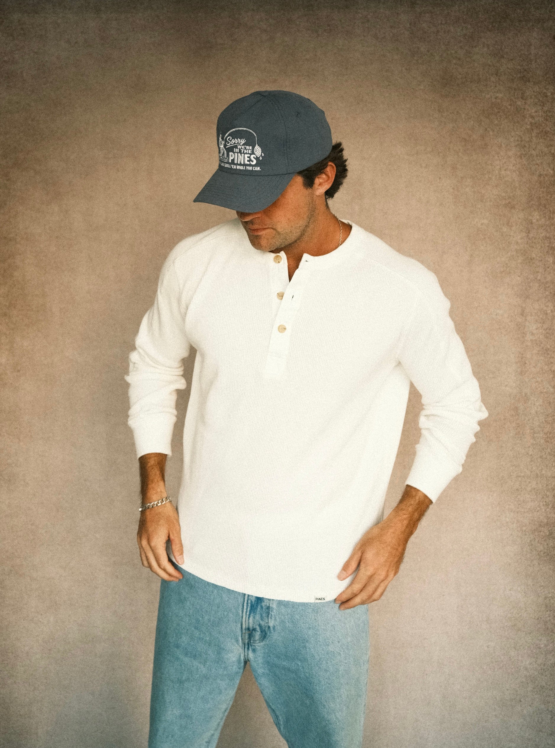 Long-Sleeve Waffle Henley