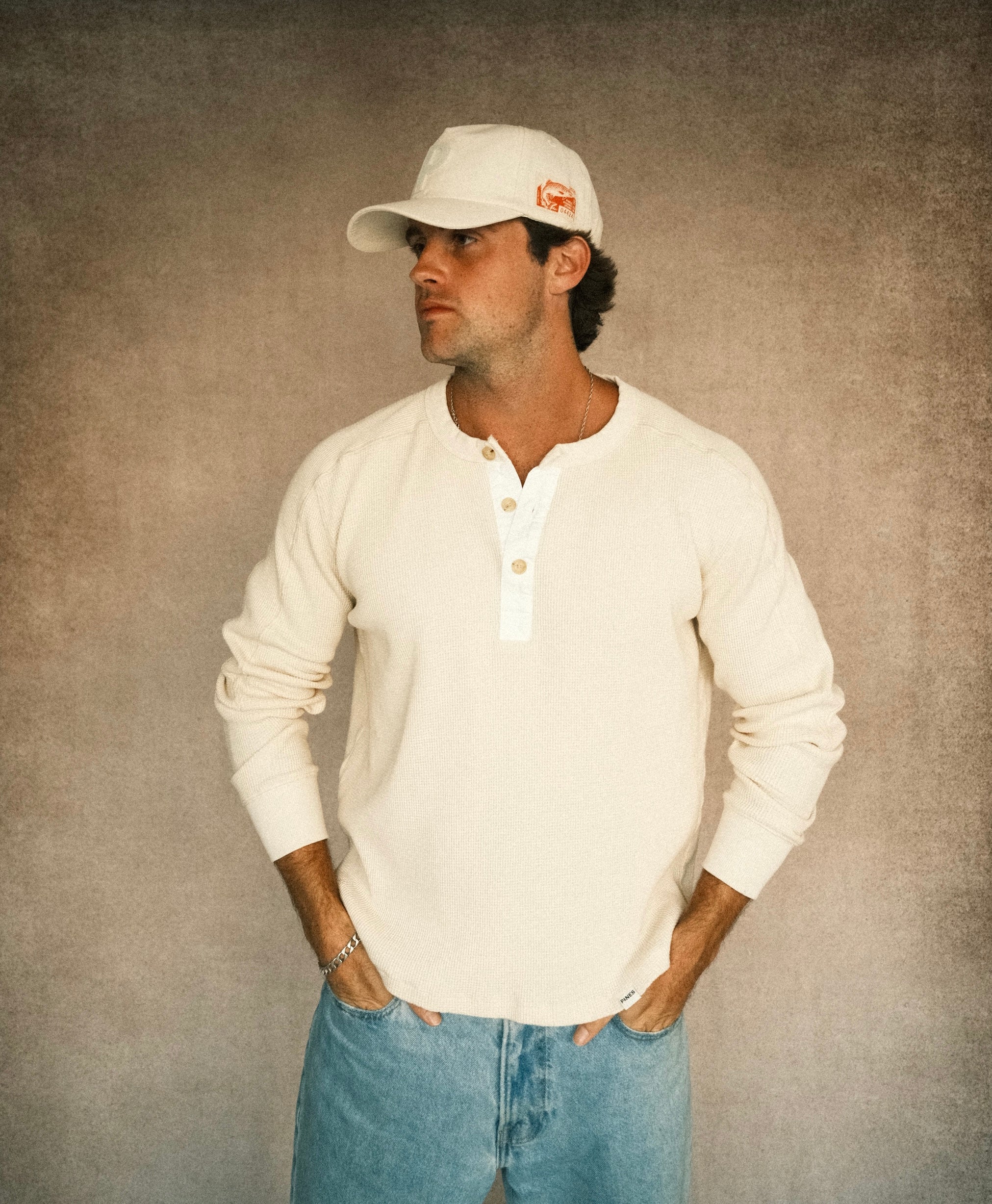 Long-Sleeve Waffle Henley