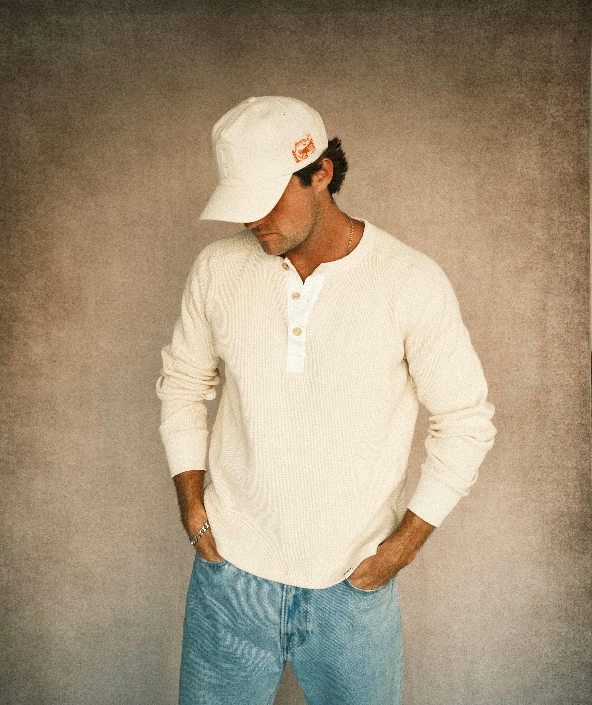 Long-Sleeve Waffle Henley