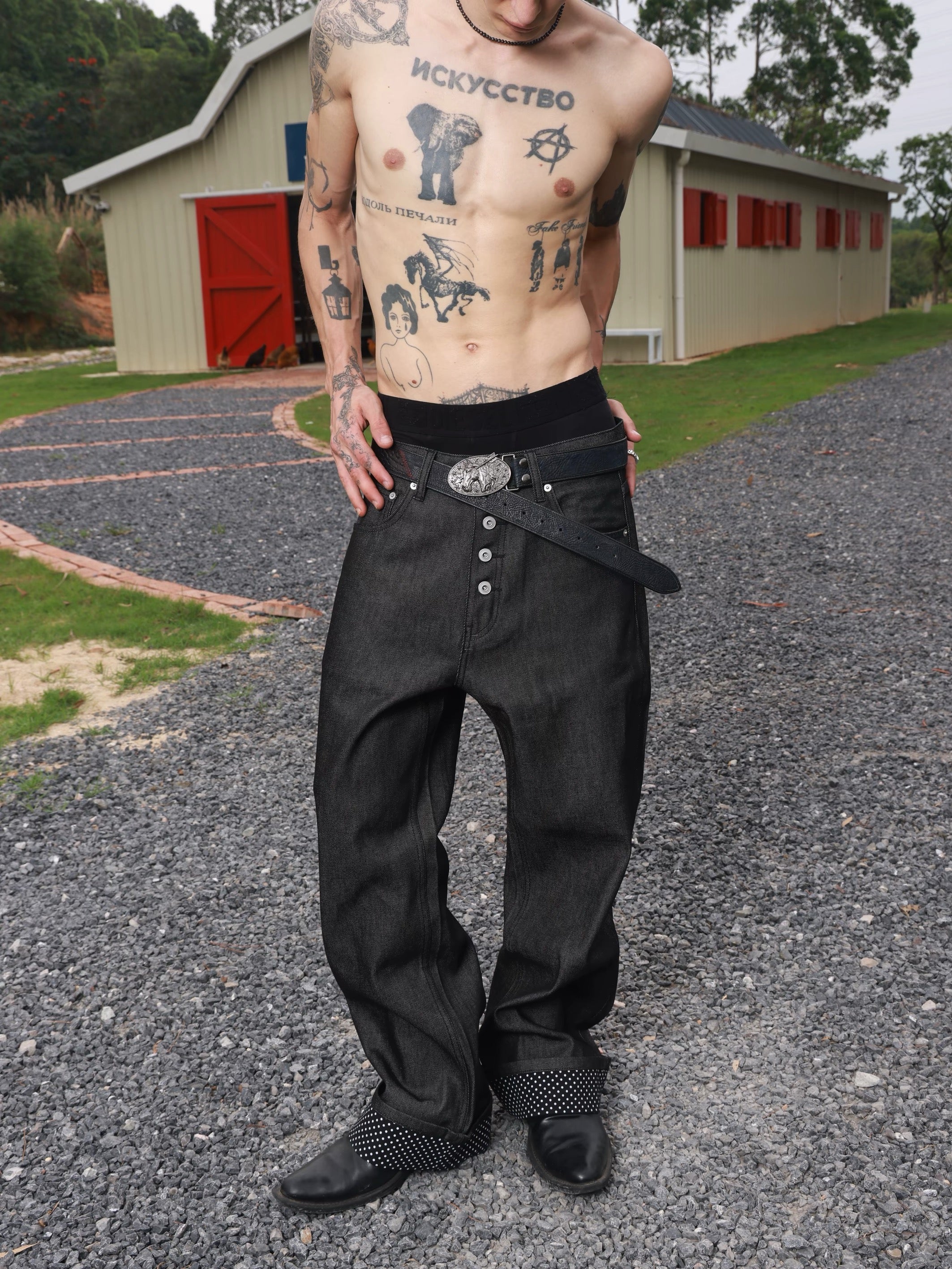 Polka Dot Cuffed Denims