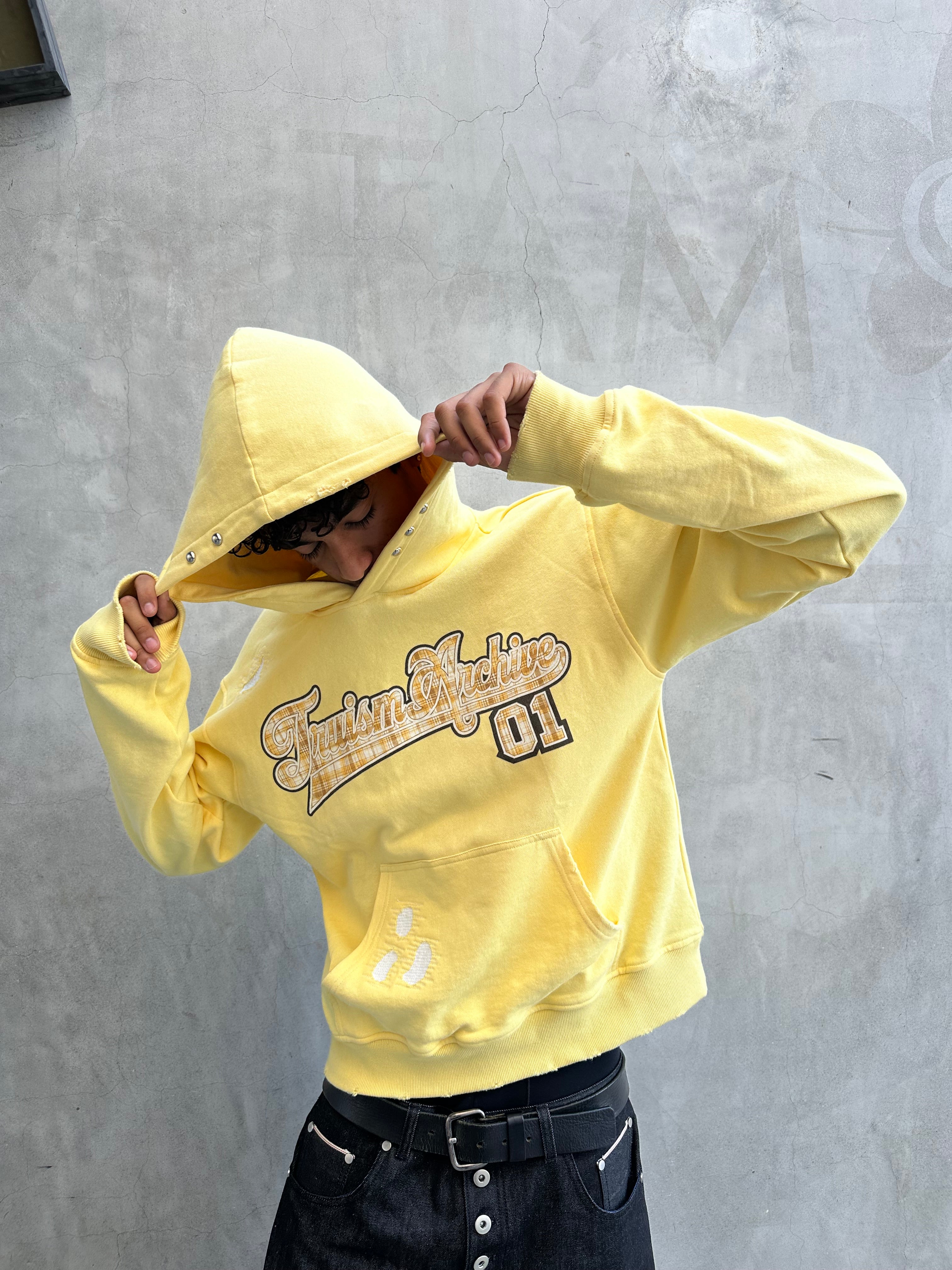 Vintage Script Graphic Distressed Hoodie