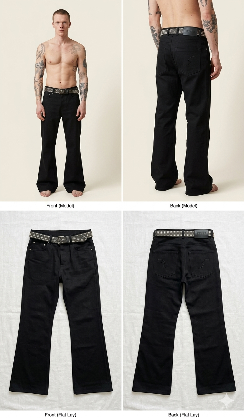 BOOTCUT DYED CROSS-TEXTURED DENIM